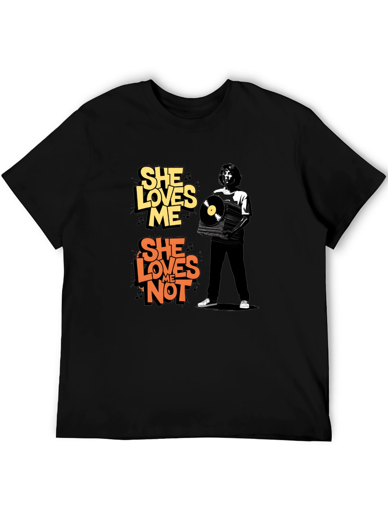 She Loves Me/Not Graphic Tee - Black