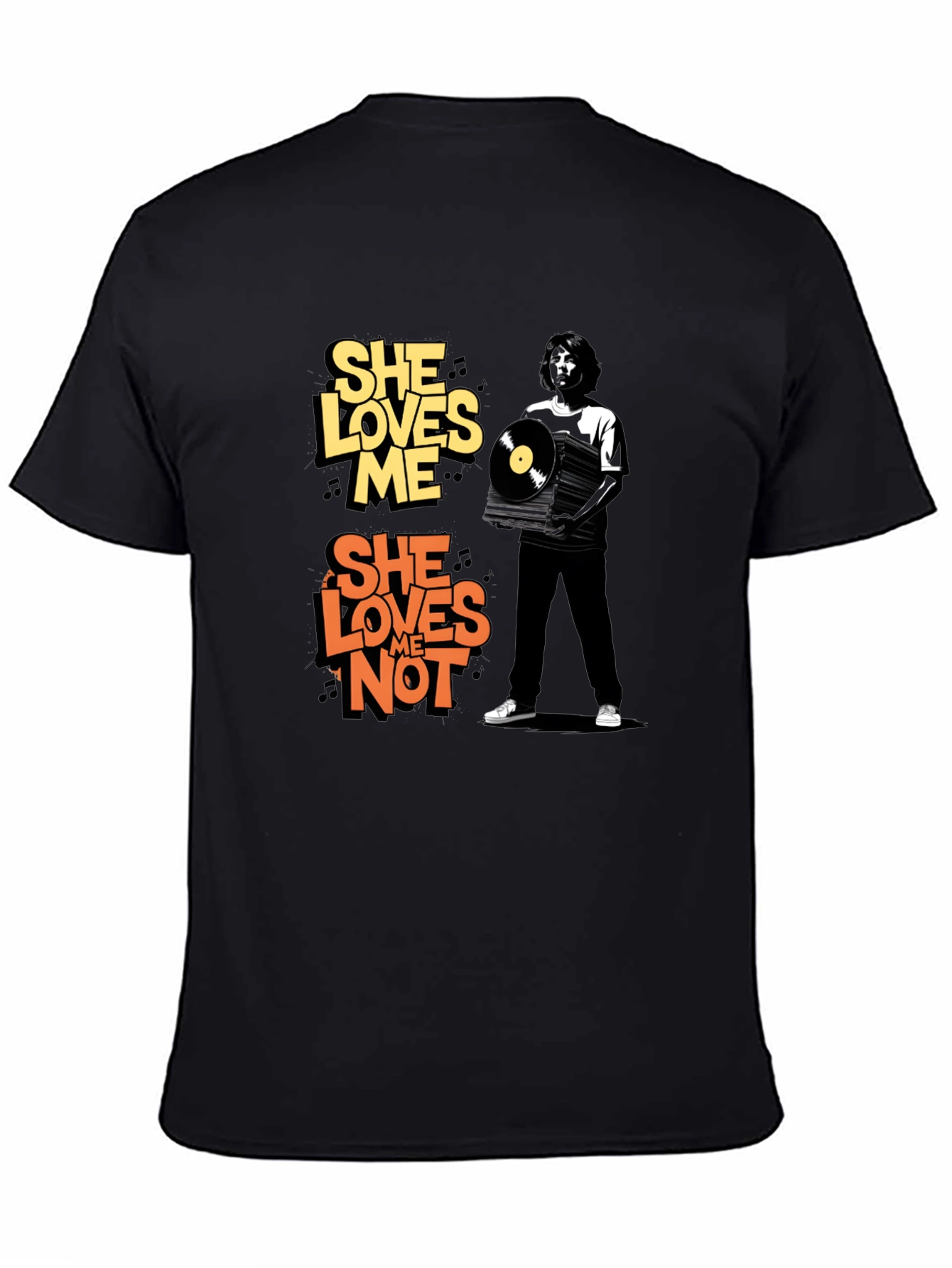She Loves Me/Not Graphic Tee - Black