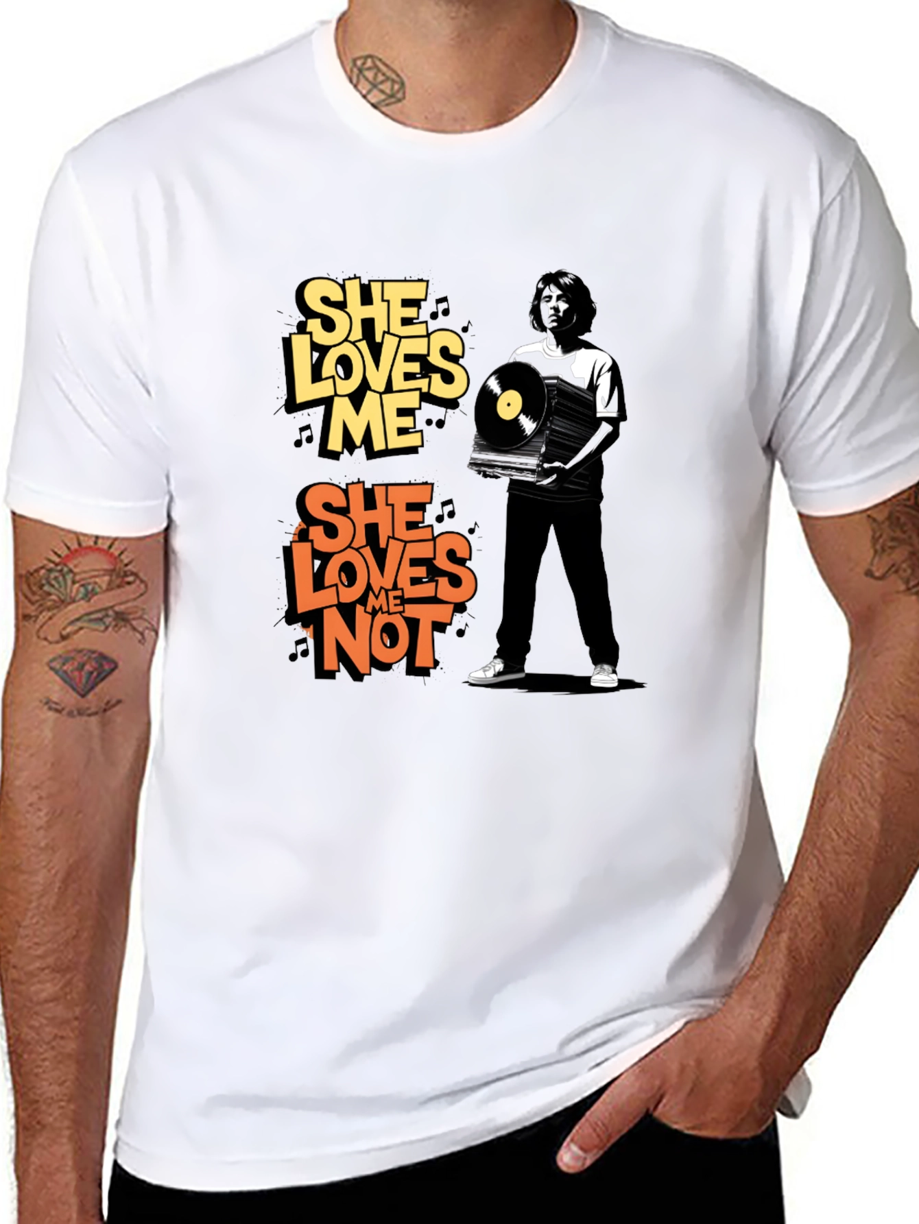 She Loves Me/Not Graphic Tee - Black