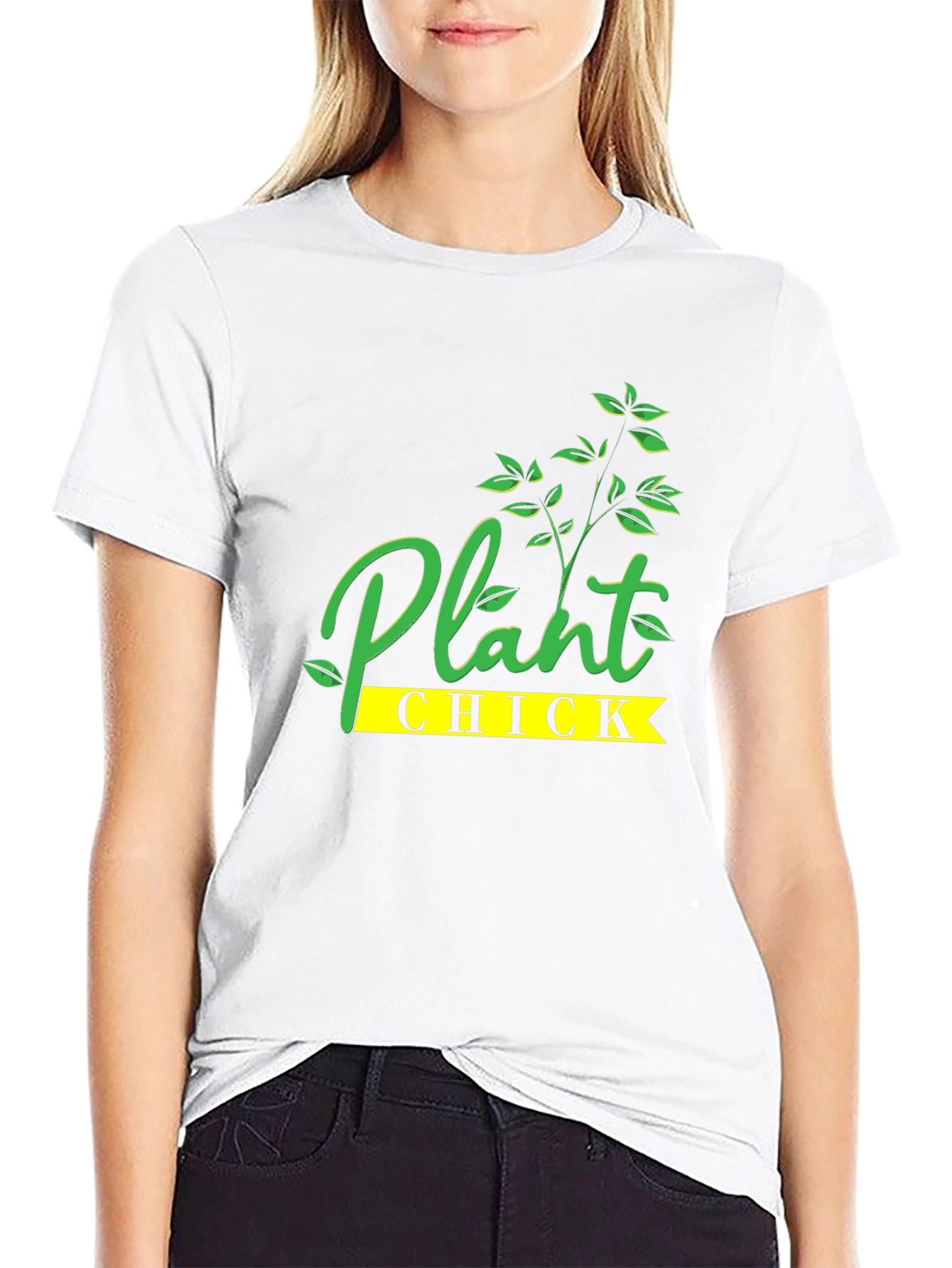 Plant Chick Graphic Tee - Black Cotton T-Shirt