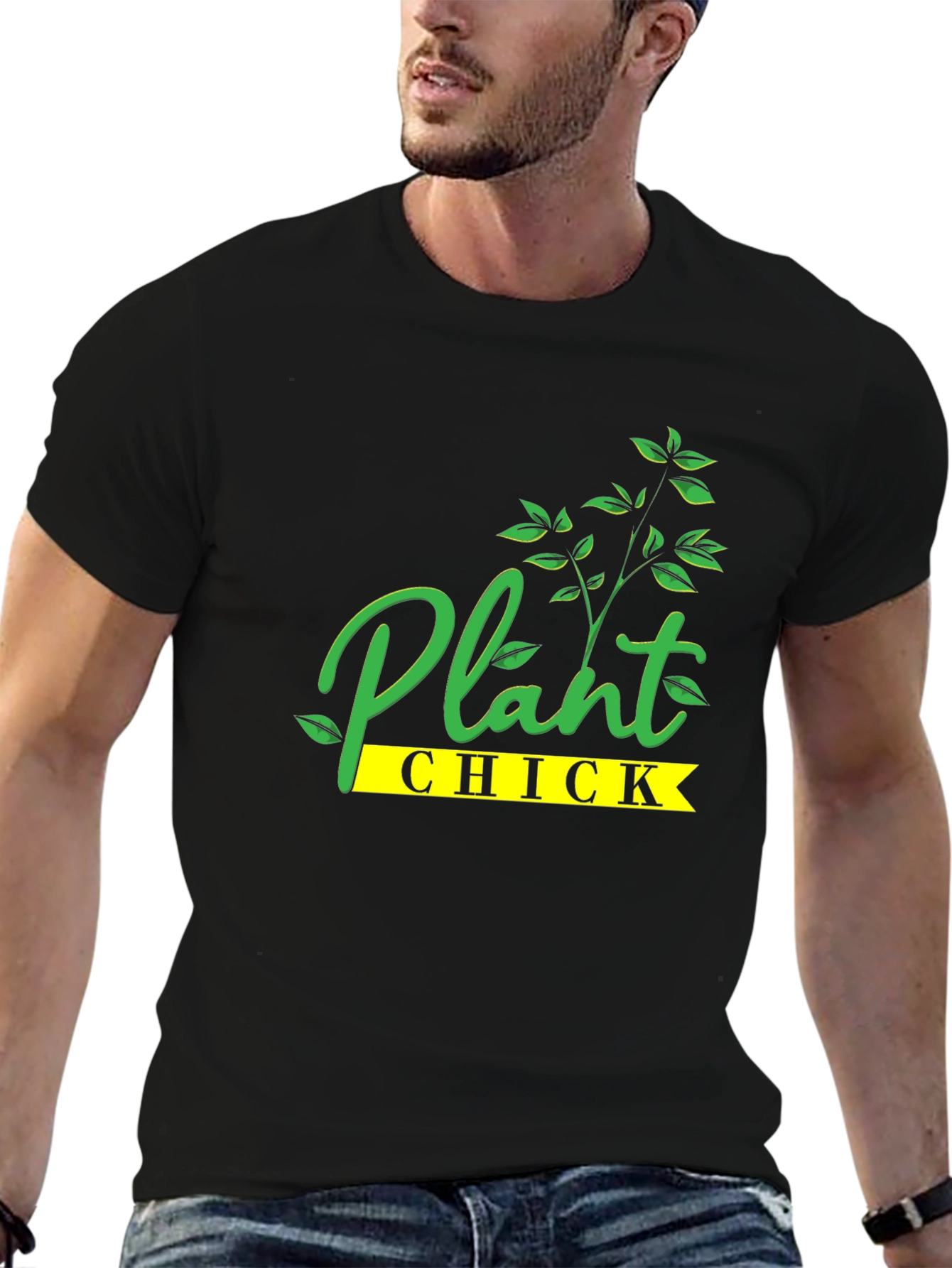 Plant Chick Graphic Tee - Black Cotton T-Shirt