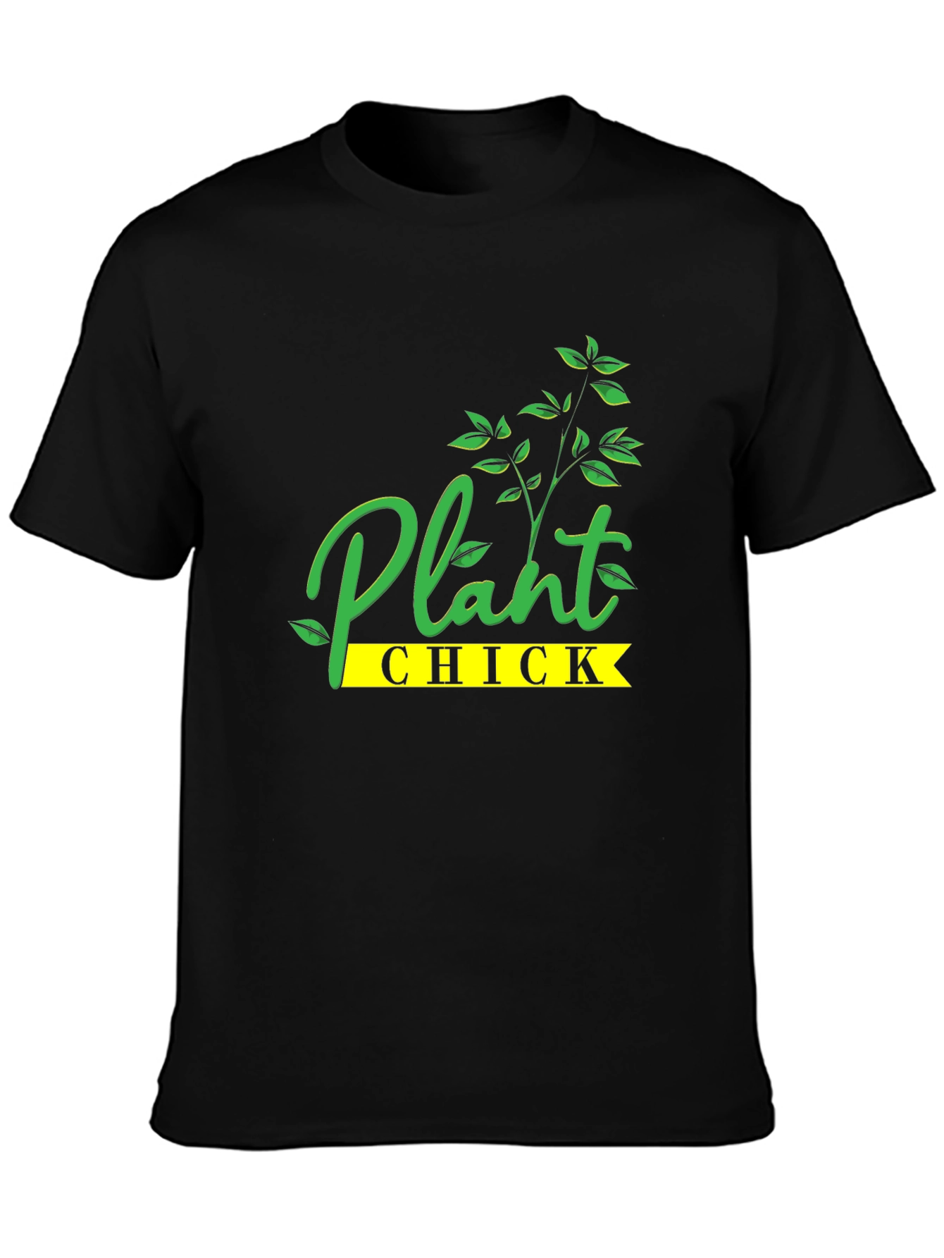 Plant Chick Graphic Tee - Black Cotton T-Shirt