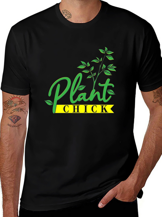 Plant Chick Graphic Tee - Black Cotton T-Shirt