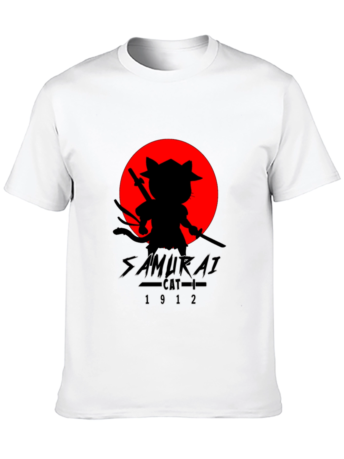 Samurai Cat T-Shirt - Black Graphic Tee