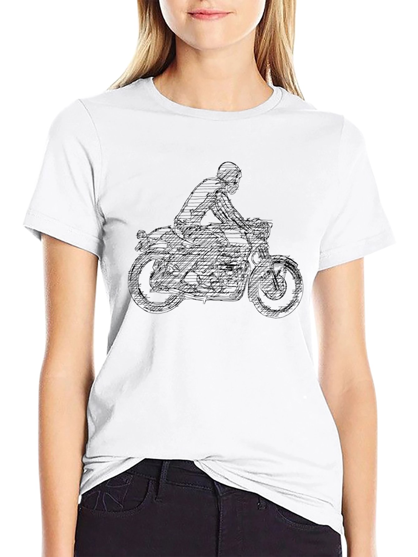 Motorcycle Rider Graphic Tee - Cool Black T-Shirt