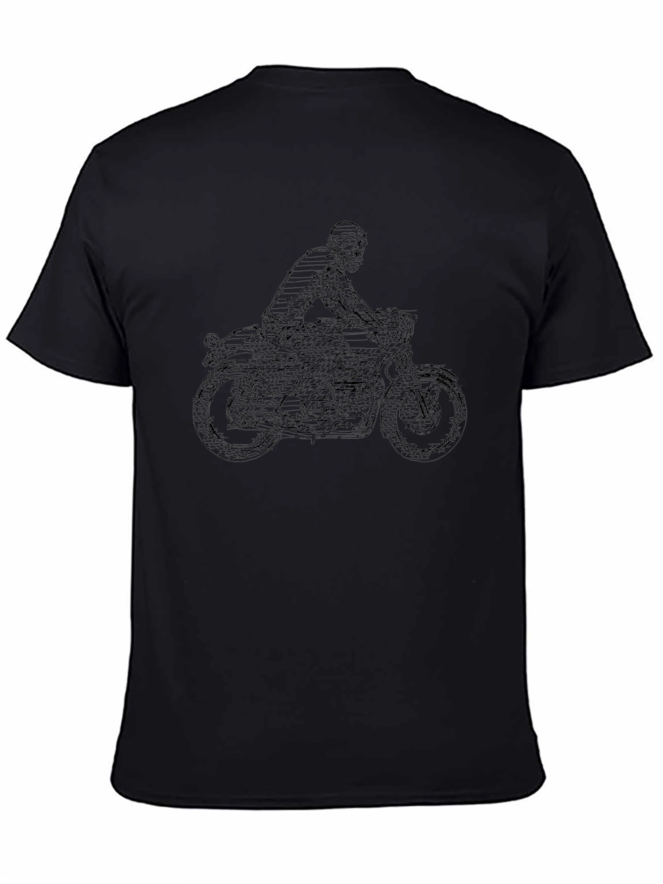 Motorcycle Rider Graphic Tee - Cool Black T-Shirt