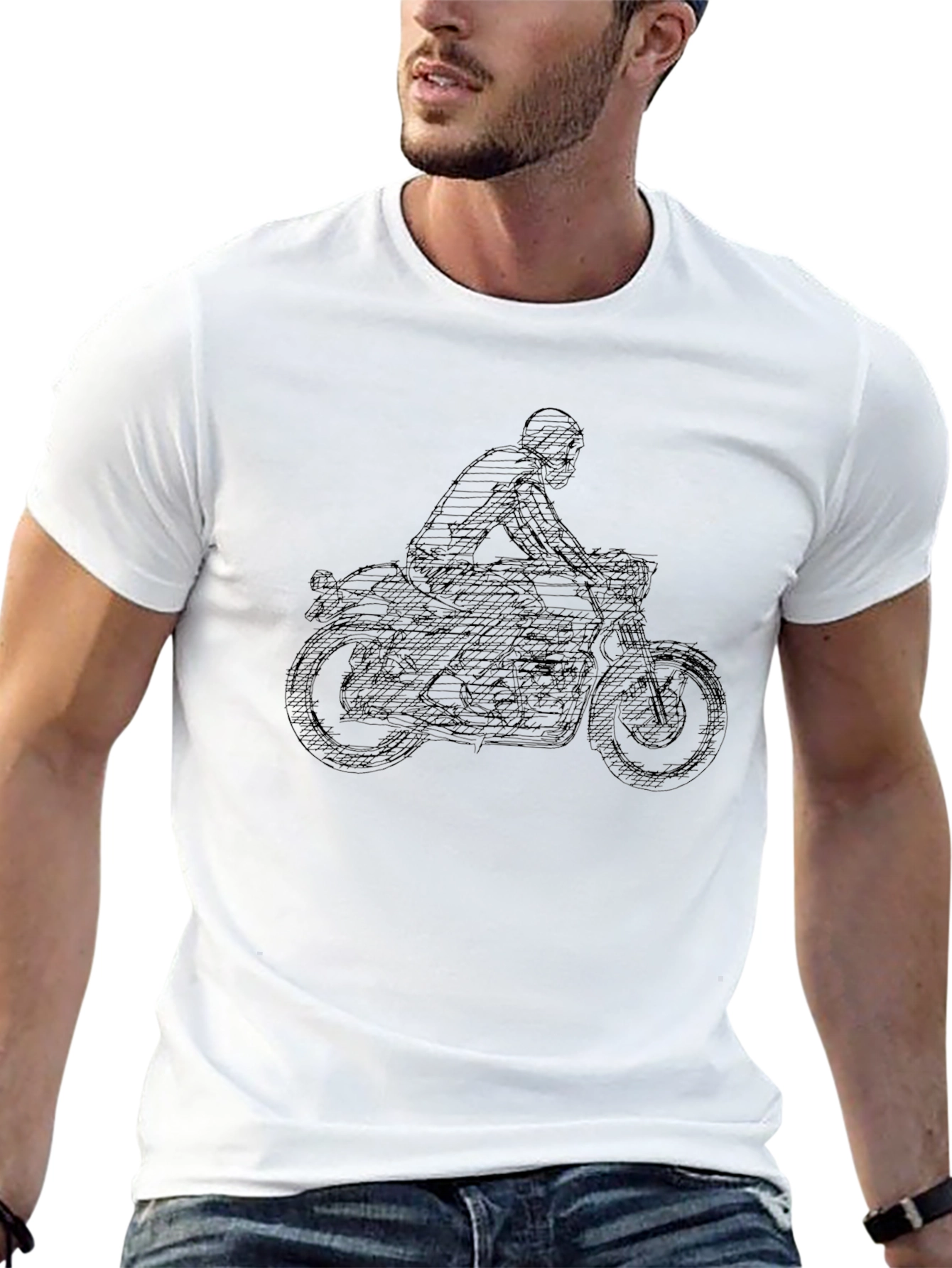 Motorcycle Rider Graphic Tee - Cool Black T-Shirt