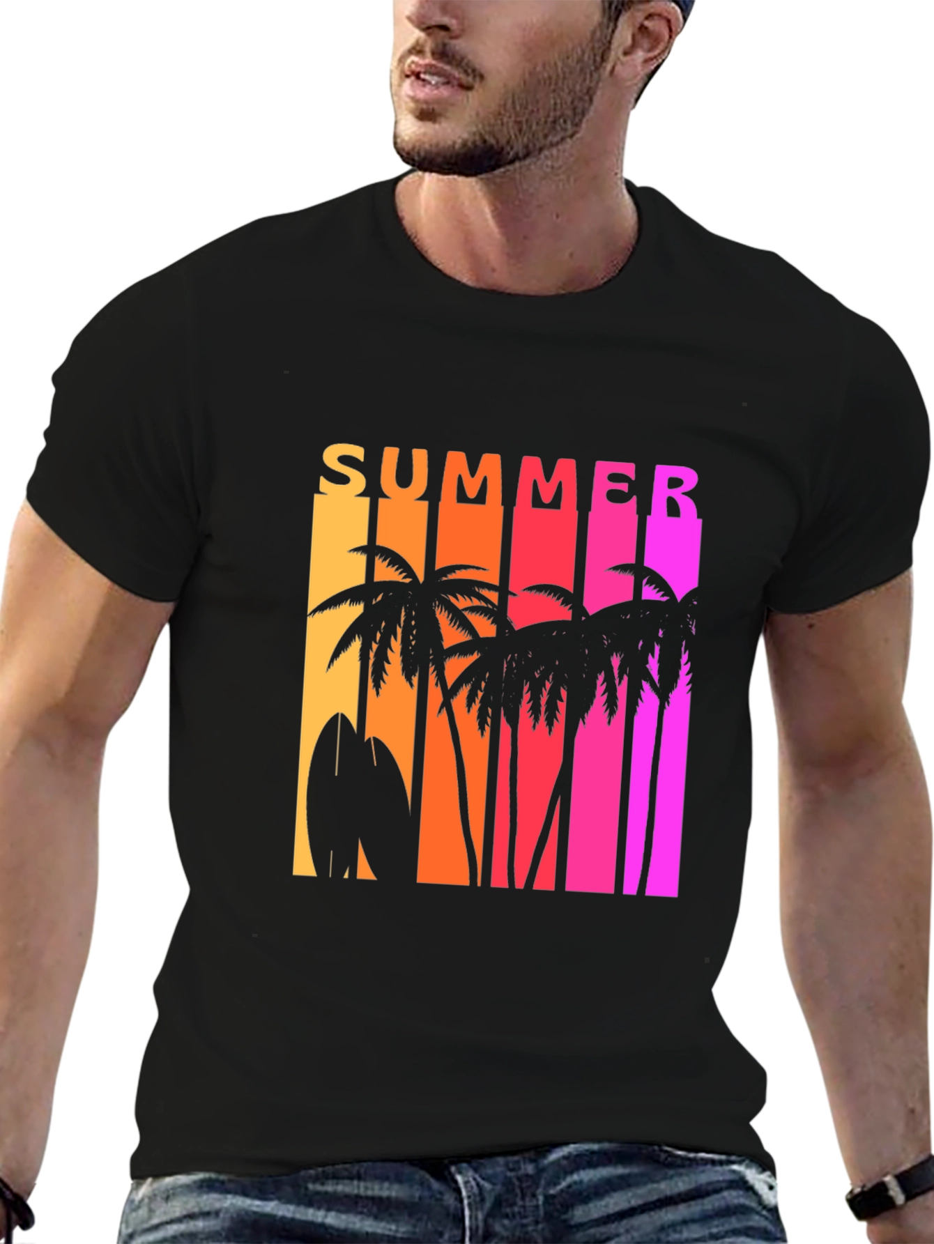Summer Vibes Graphic Tee - Tropical Palm Tree Design