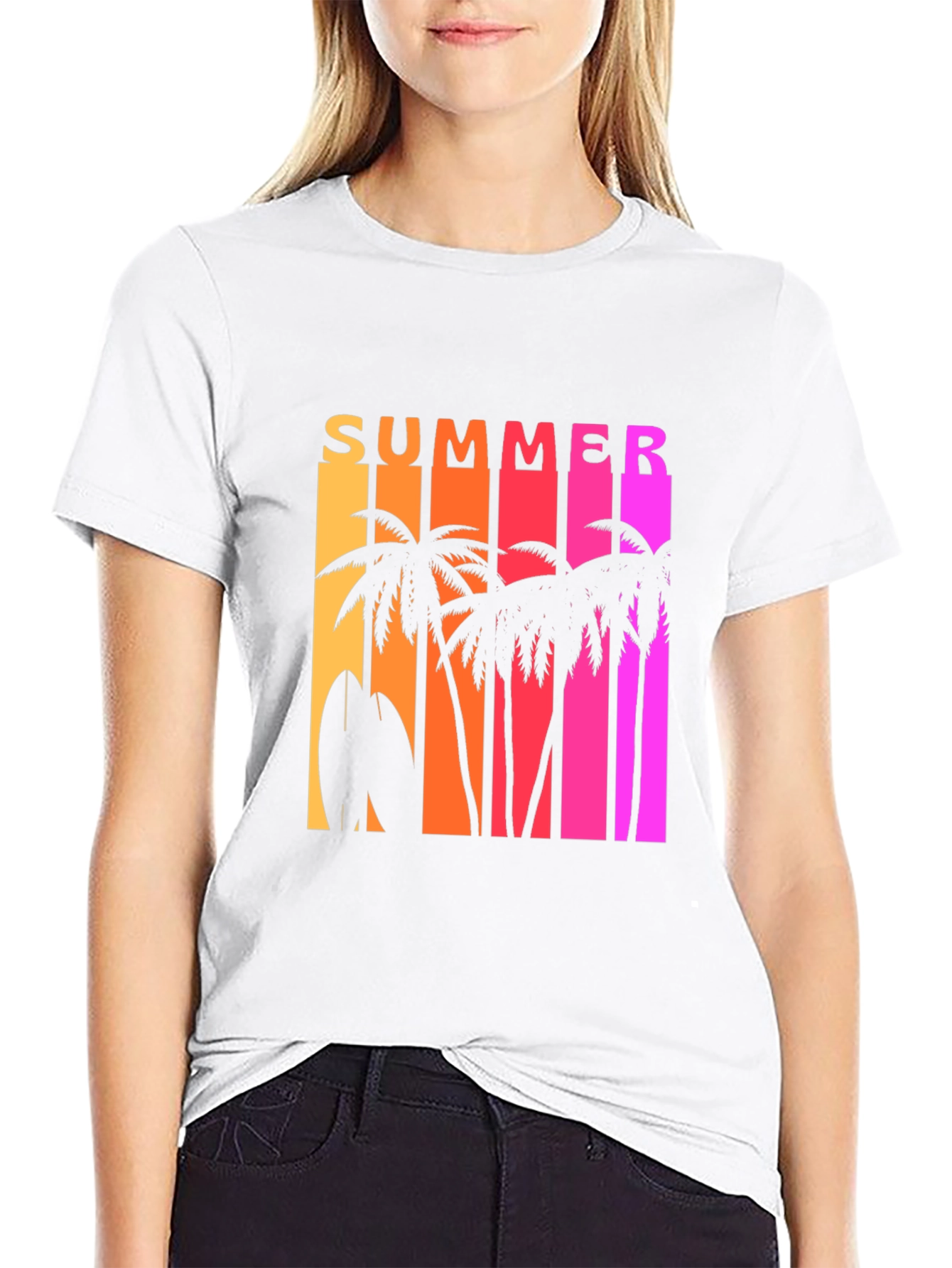 Summer Vibes Graphic Tee - Tropical Palm Tree Design