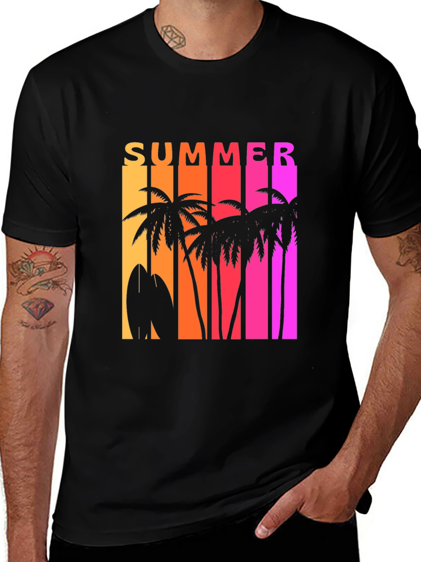 Summer Vibes Graphic Tee - Tropical Palm Tree Design