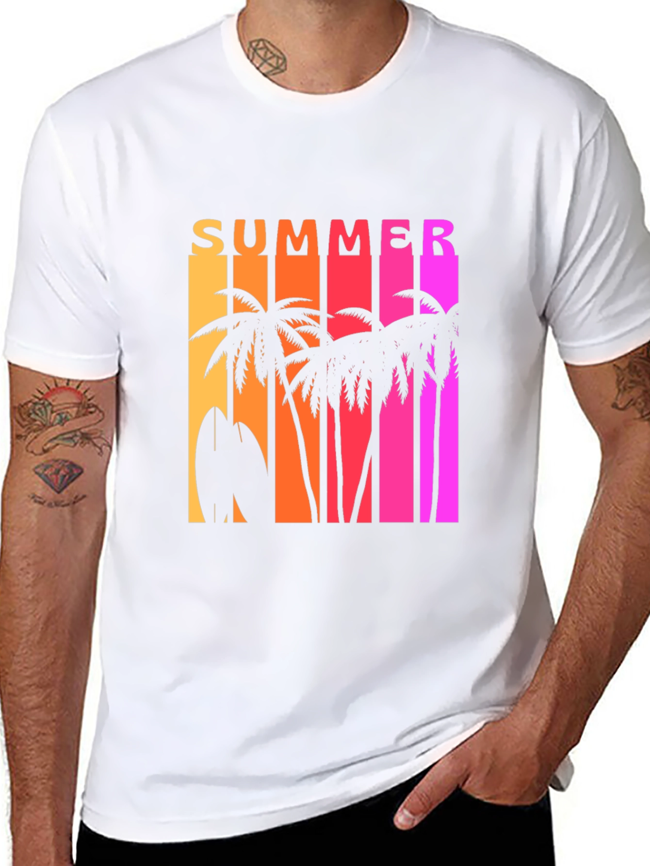 Summer Vibes Graphic Tee - Tropical Palm Tree Design
