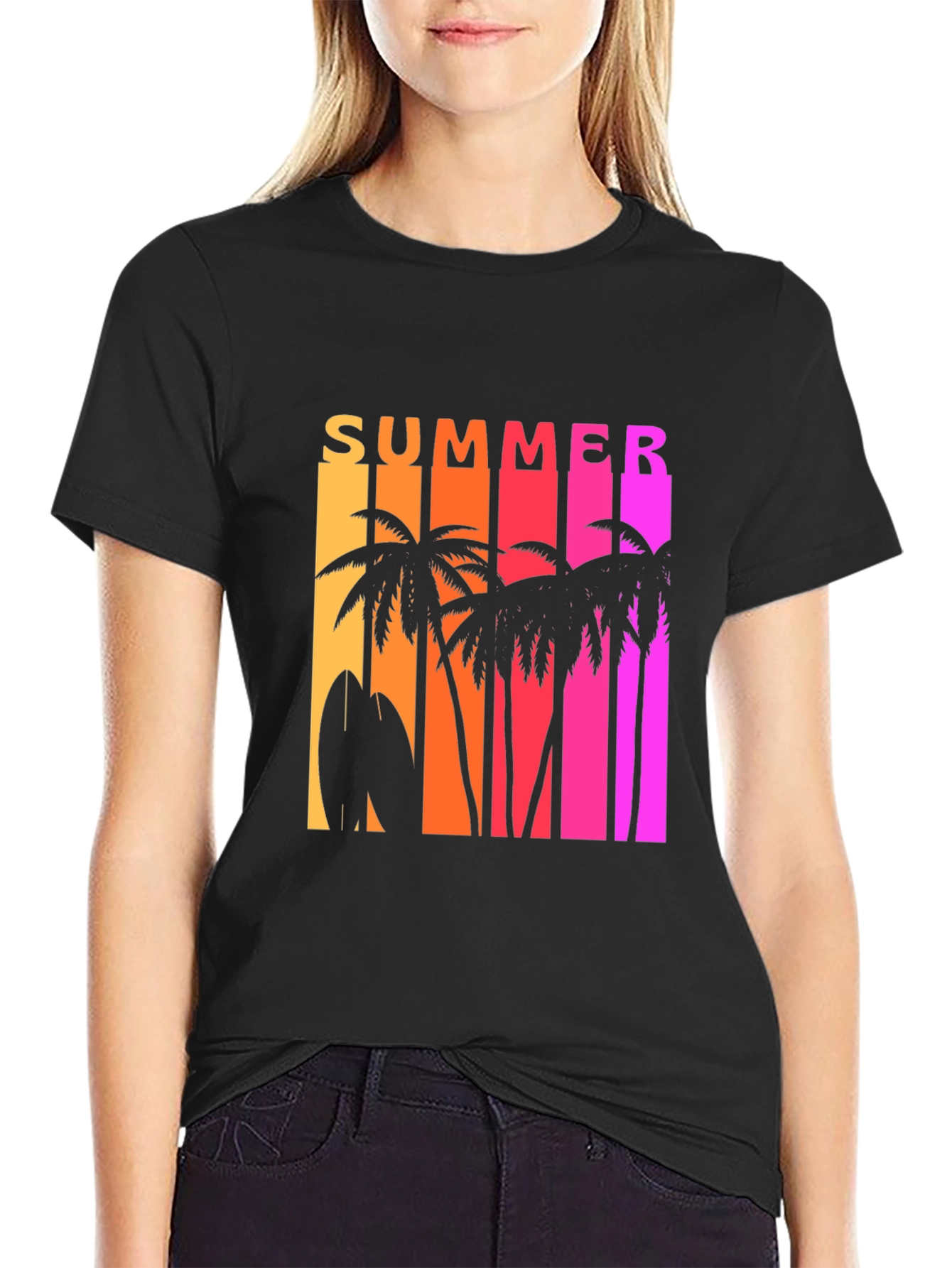Summer Vibes Graphic Tee - Tropical Palm Tree Design