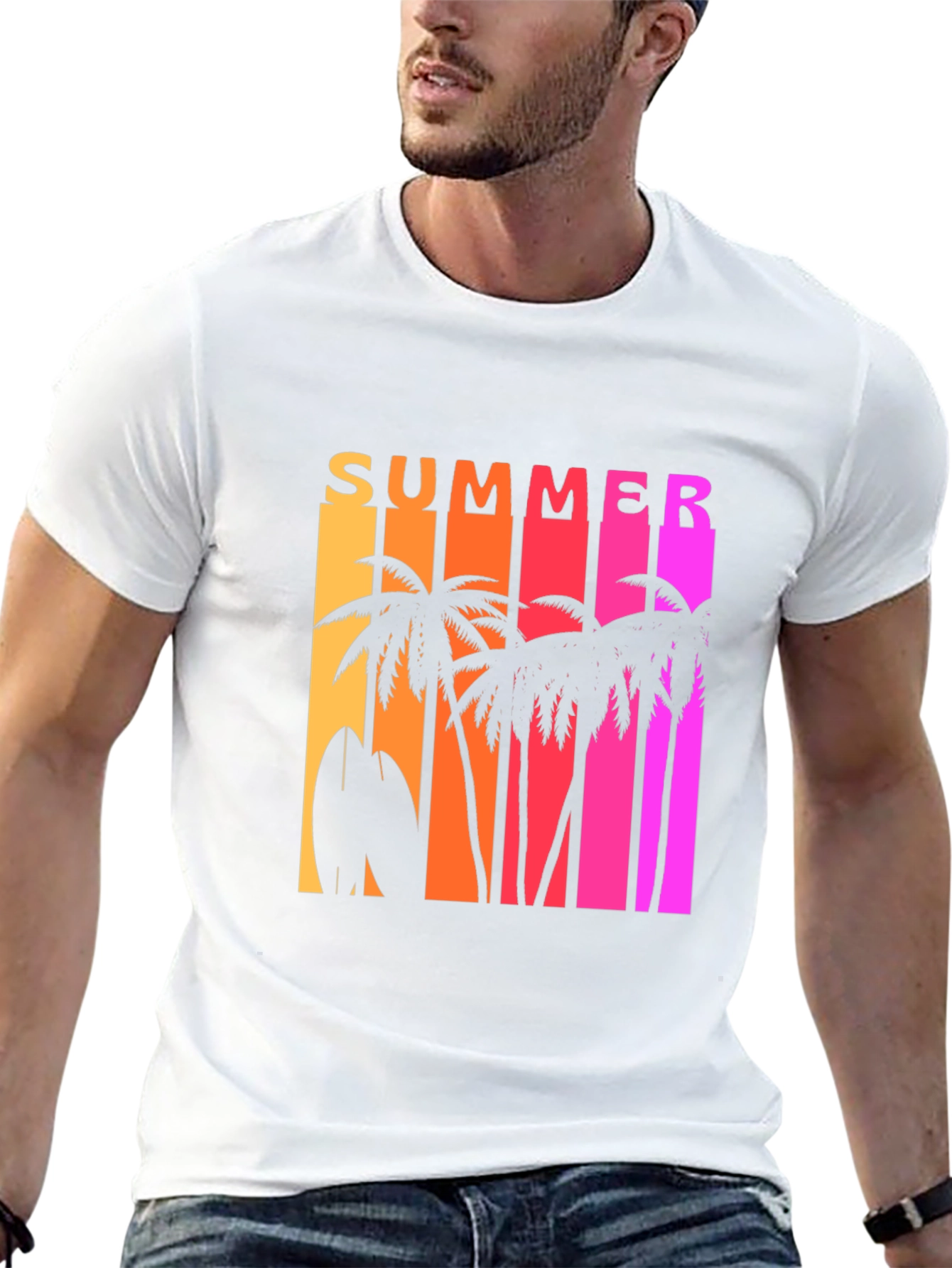 Summer Vibes Graphic Tee - Tropical Palm Tree Design
