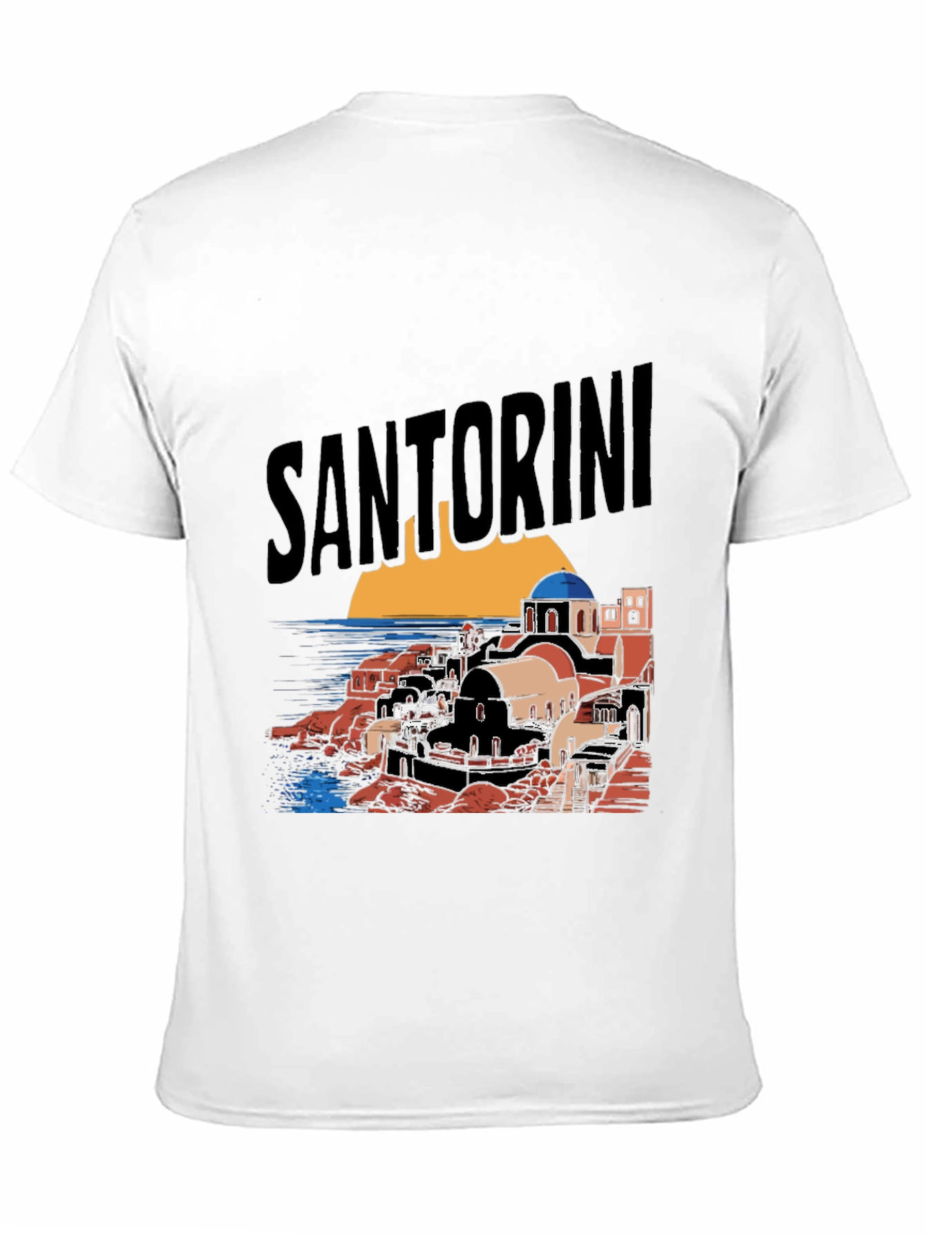Santorini Graphic Tee - Black Cotton T-Shirt