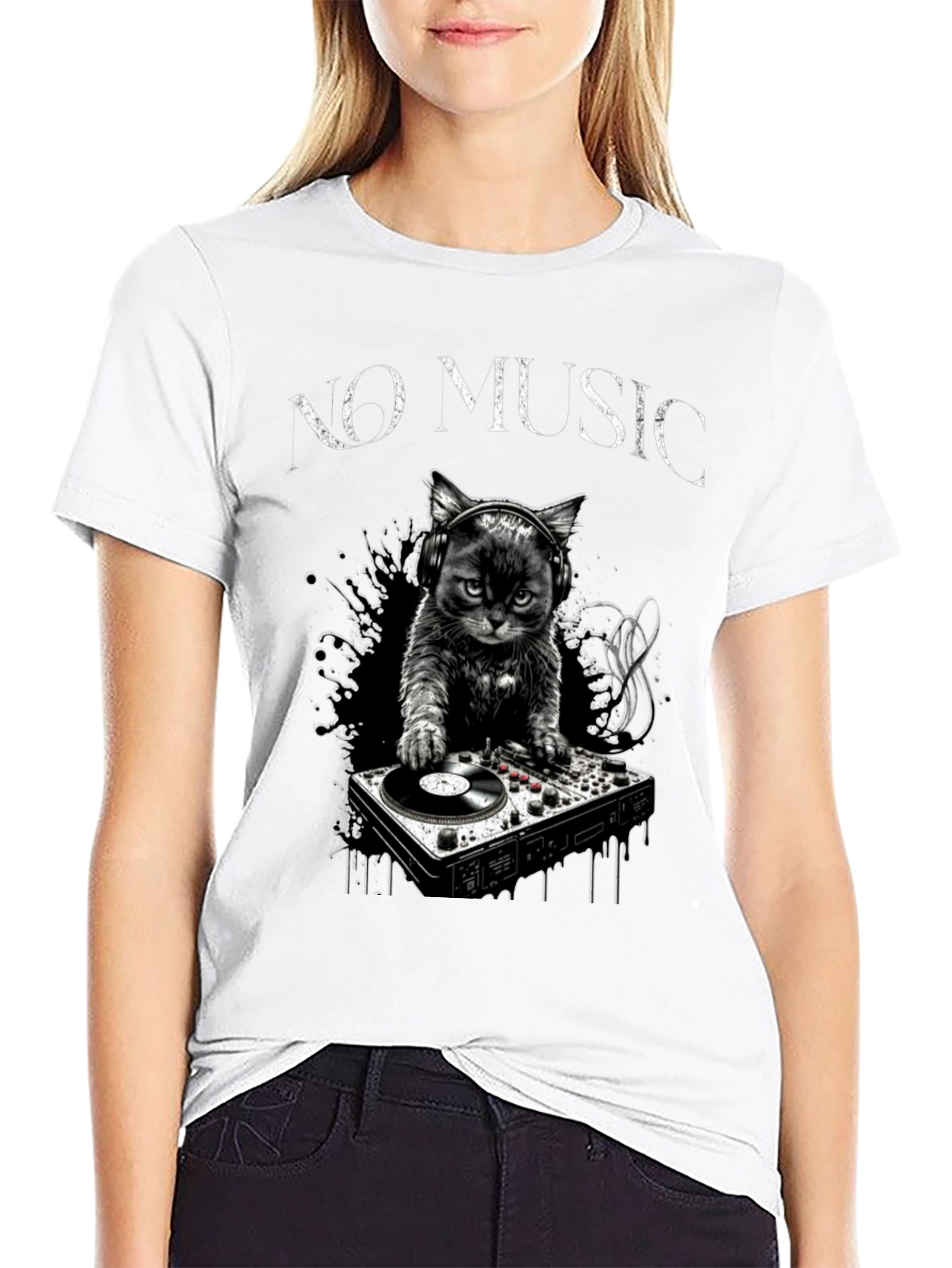 DJ Cat T-Shirt - No Music Club
