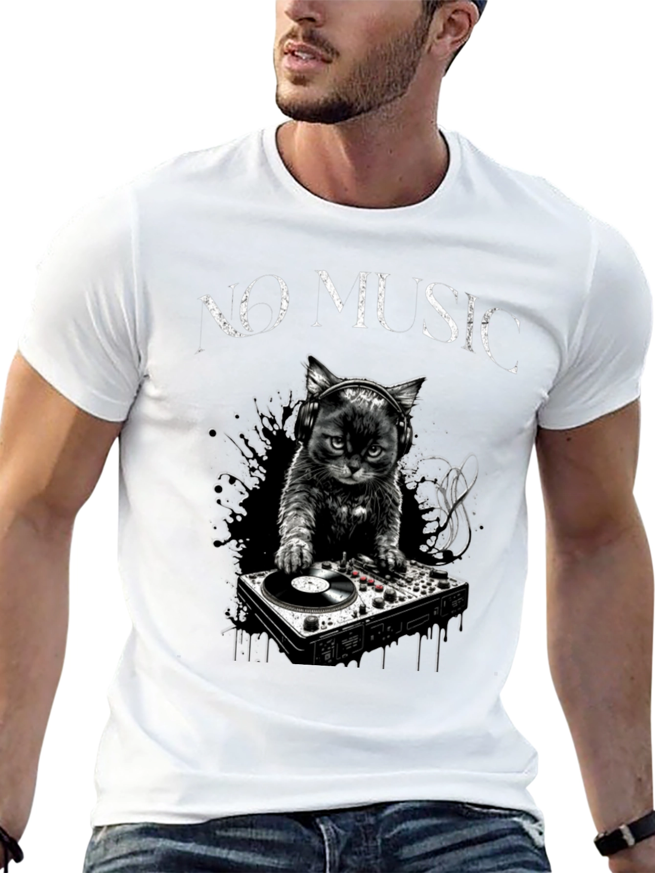 DJ Cat T-Shirt - No Music Club