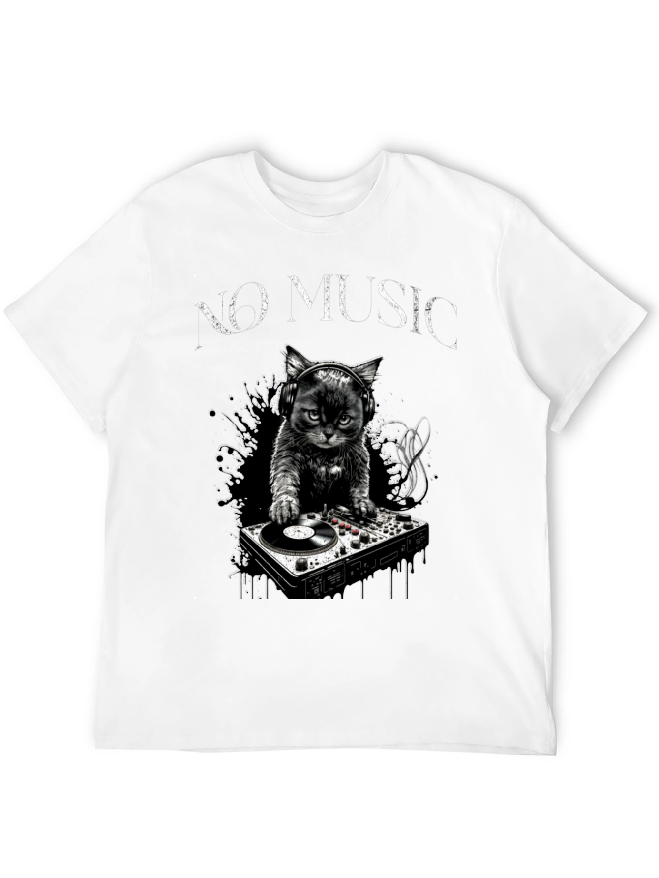 DJ Cat T-Shirt - No Music Club