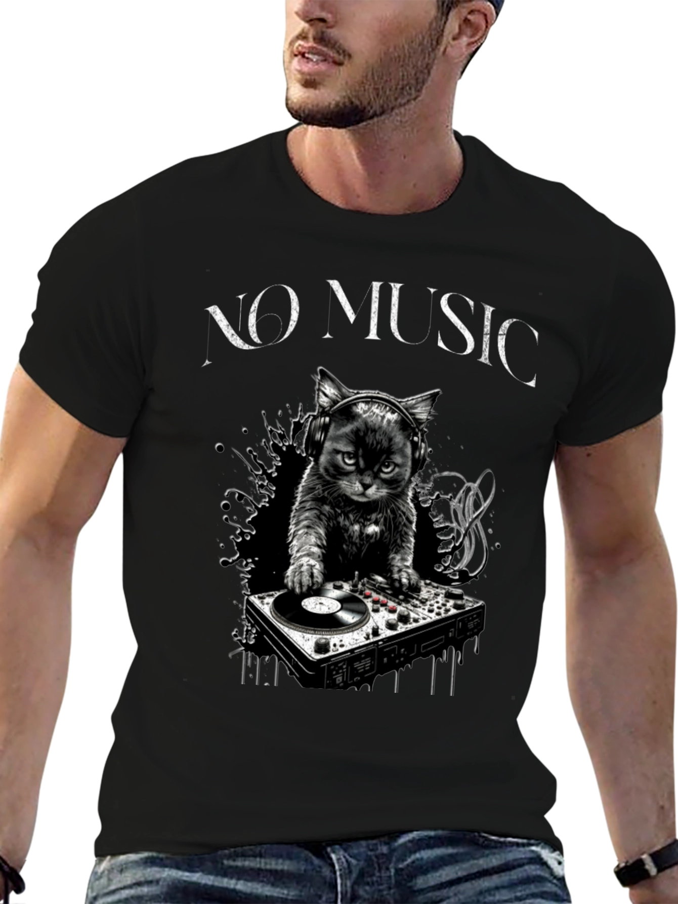 DJ Cat T-Shirt - No Music Club