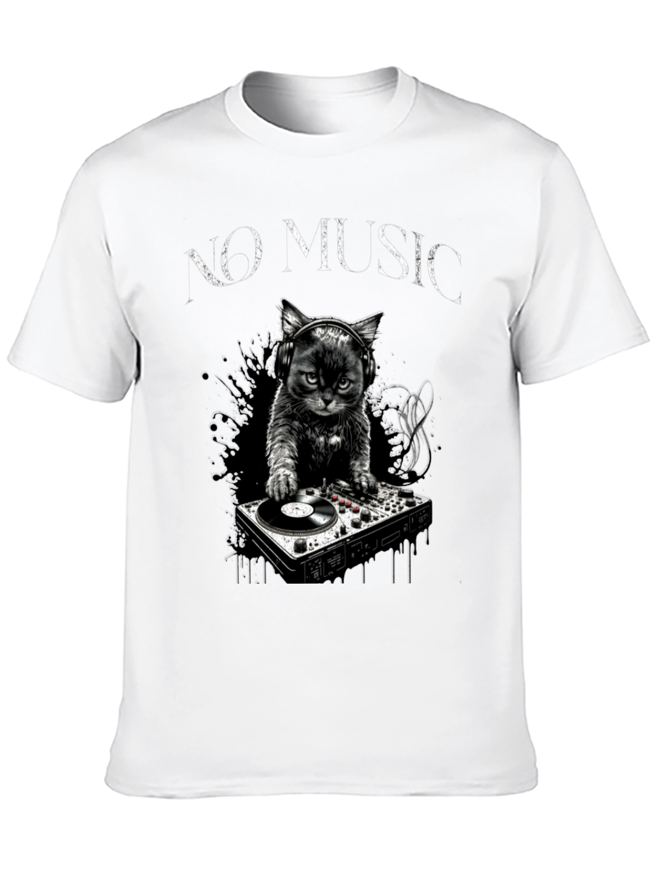 DJ Cat T-Shirt - No Music Club