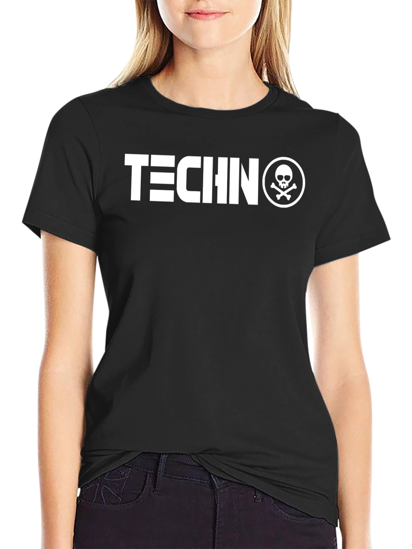 Techno Skull Graphic Black T-Shirt