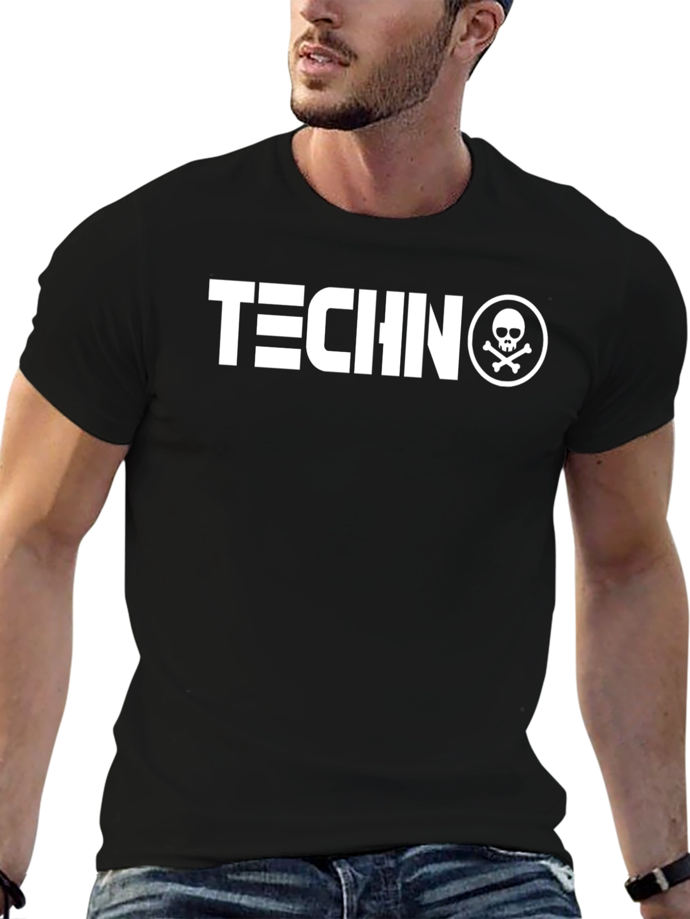 Techno Skull Graphic Black T-Shirt