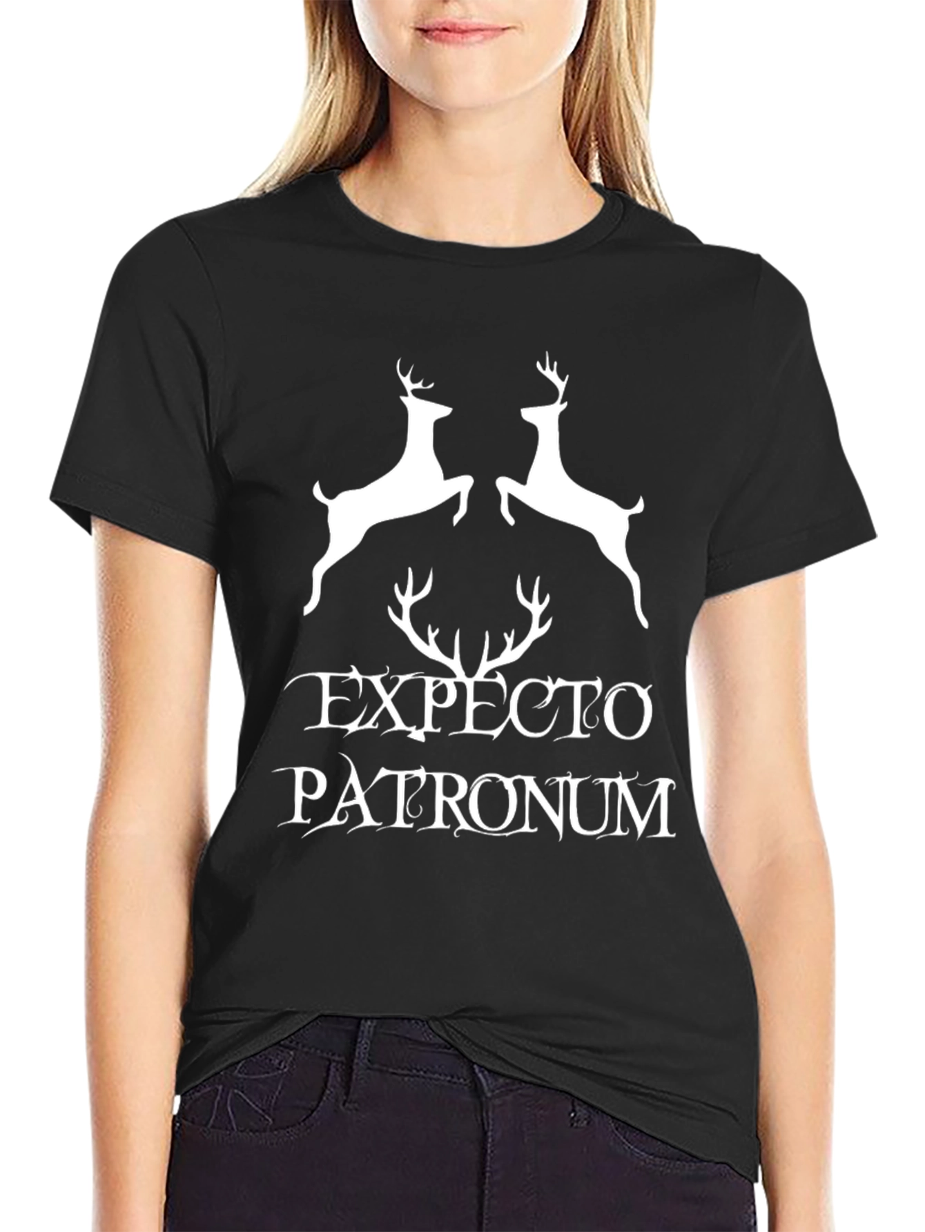 Expecto Patronum Deer Graphic Black T-Shirt