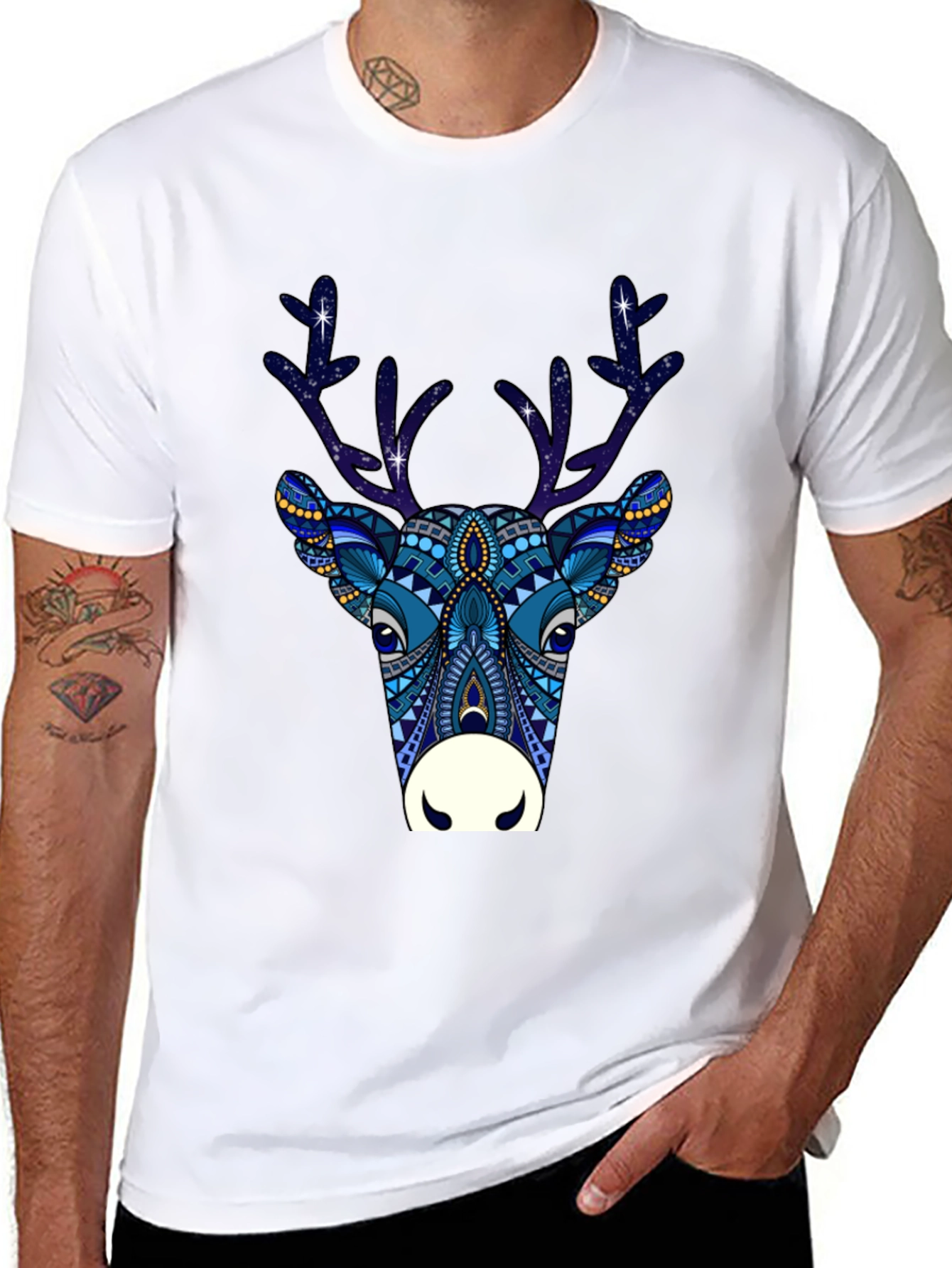 Festive Reindeer Graphic Tee - Black