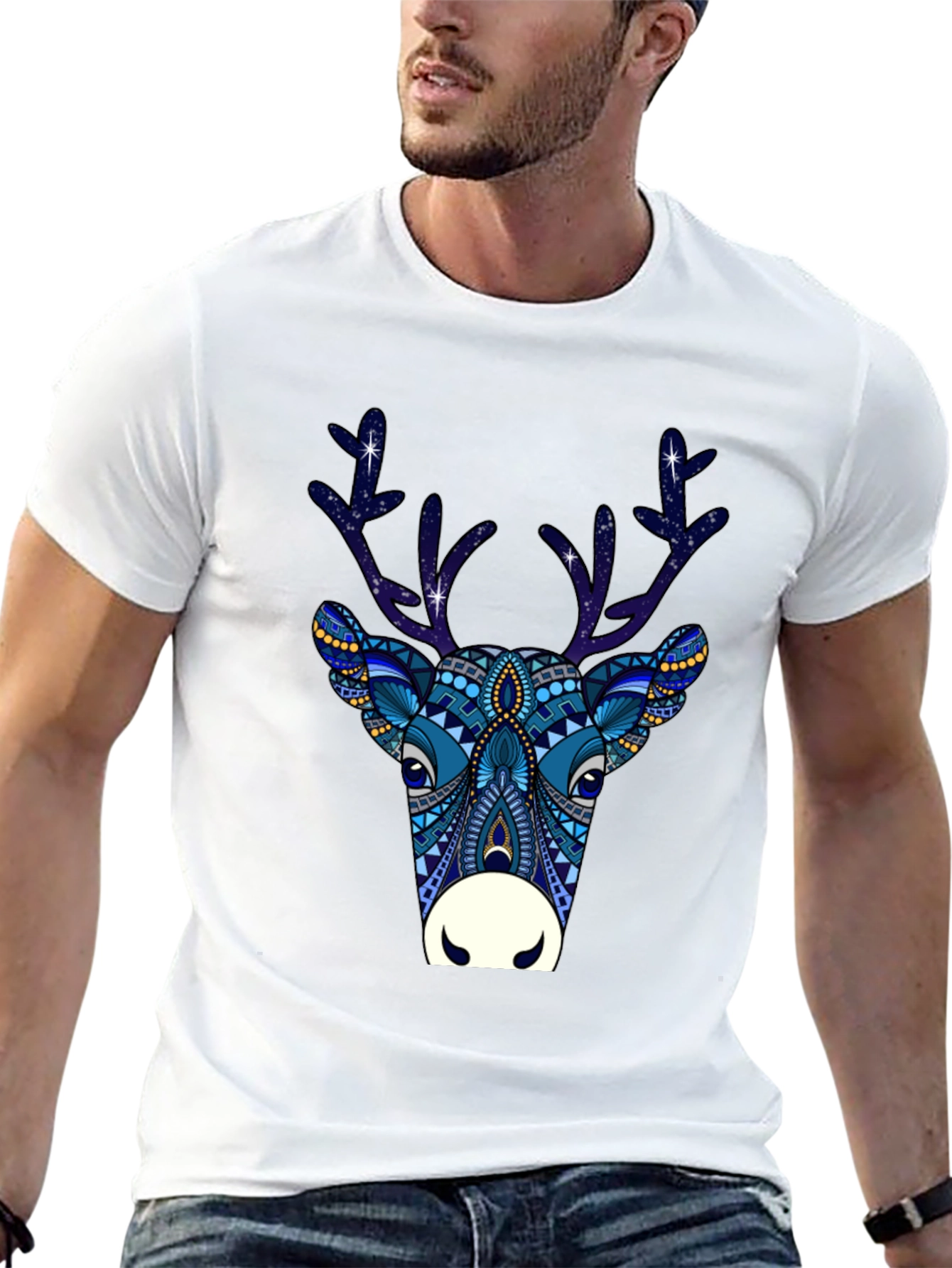 Festive Reindeer Graphic Tee - Black