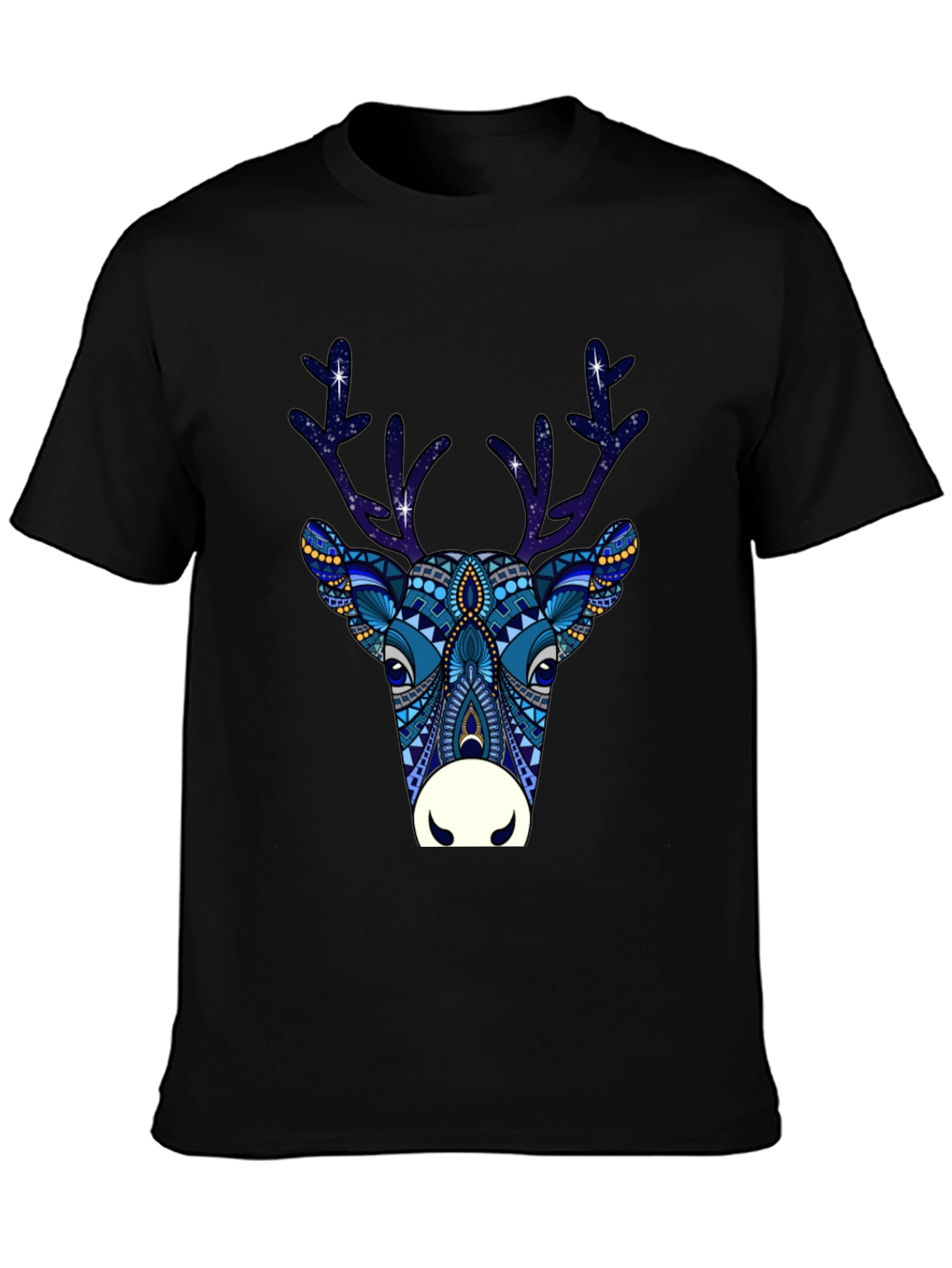 Festive Reindeer Graphic Tee - Black