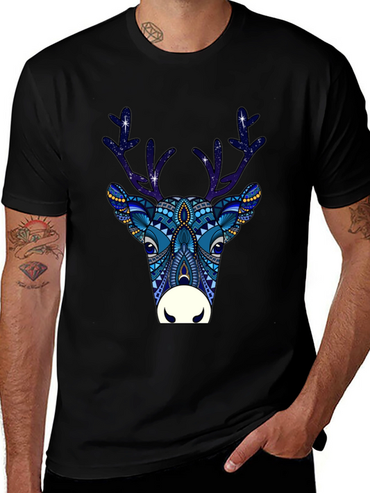 Festive Reindeer Graphic Tee - Black