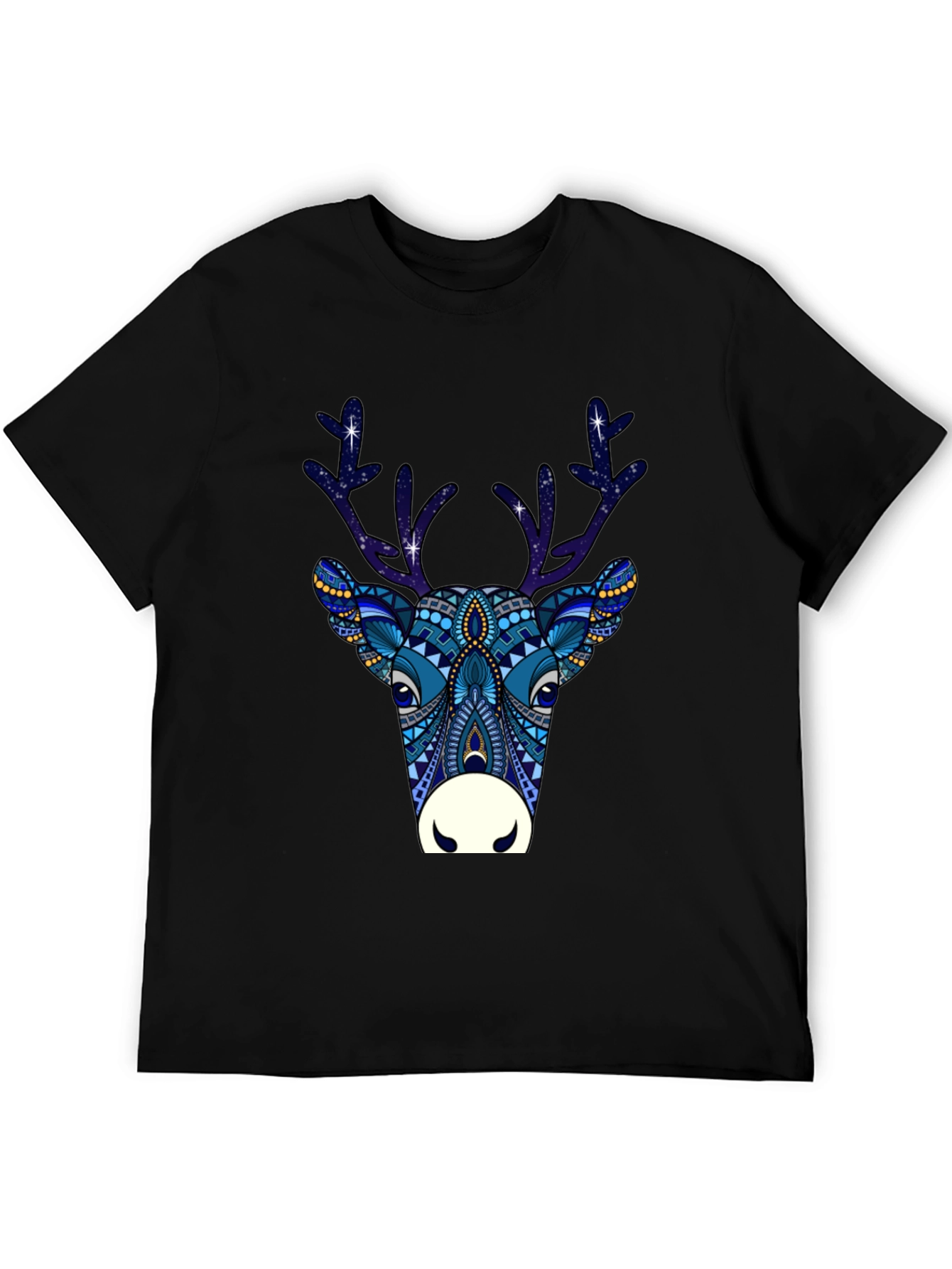 Festive Reindeer Graphic Tee - Black