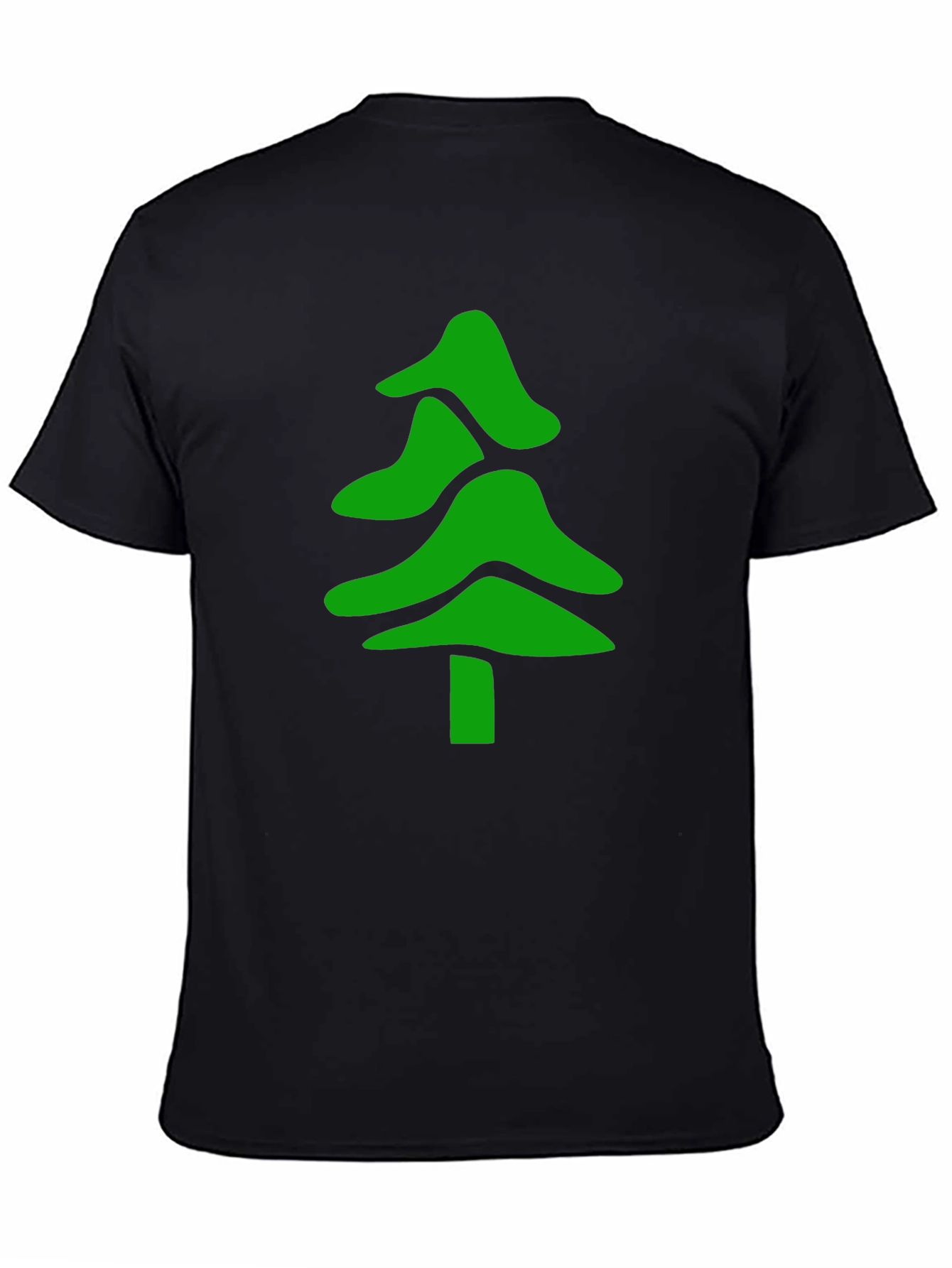 Green Tree Graphic Black T-Shirt