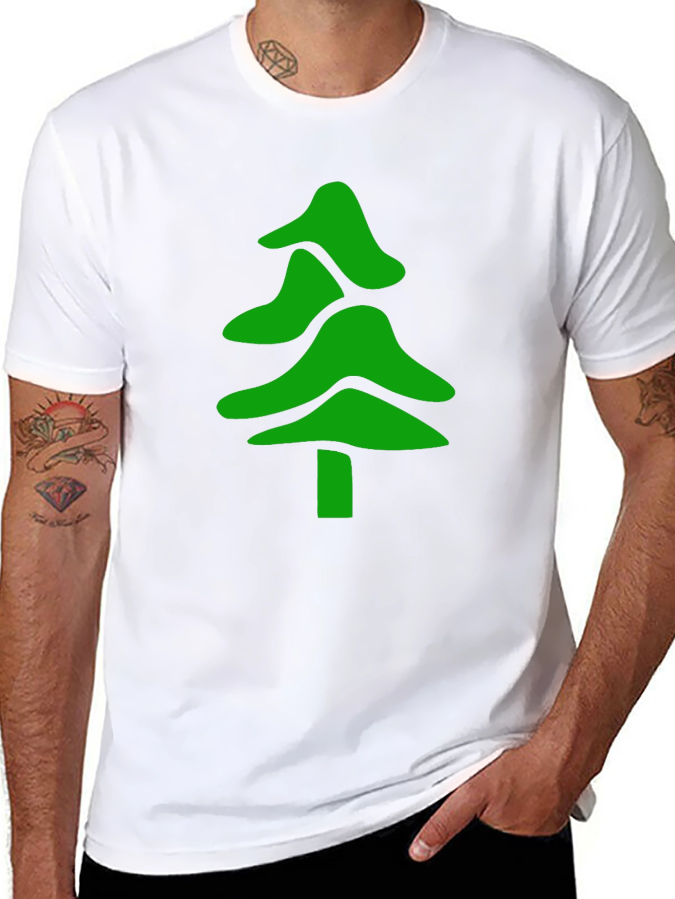 Green Tree Graphic Black T-Shirt