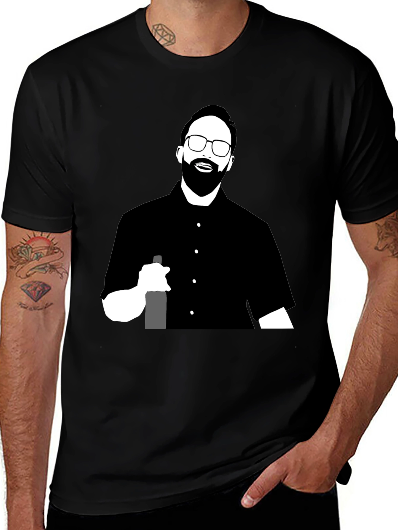 Black T-Shirt with Graphic Print
