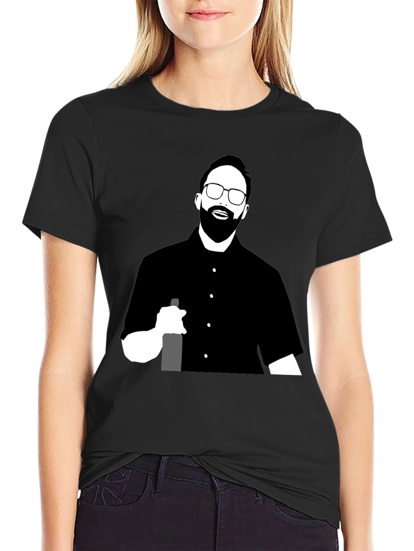 Black T-Shirt with Graphic Print