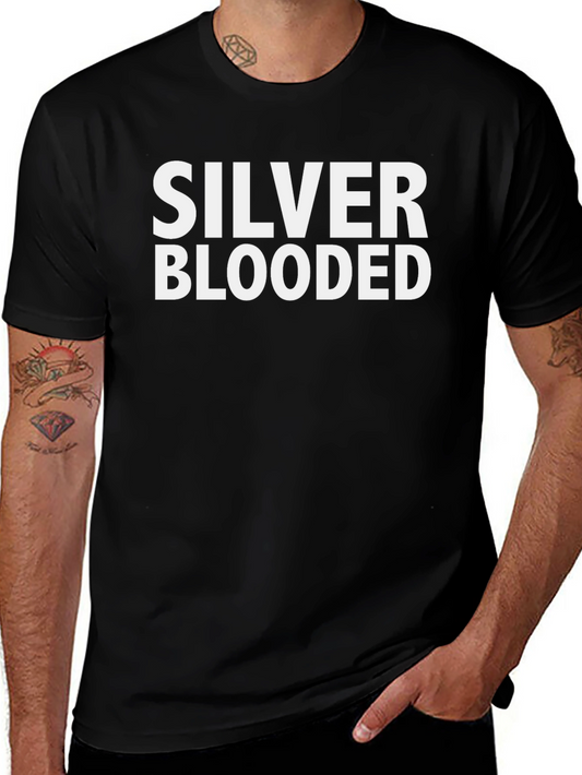 Silver Blooded Graphic Tee - Black Crew Neck