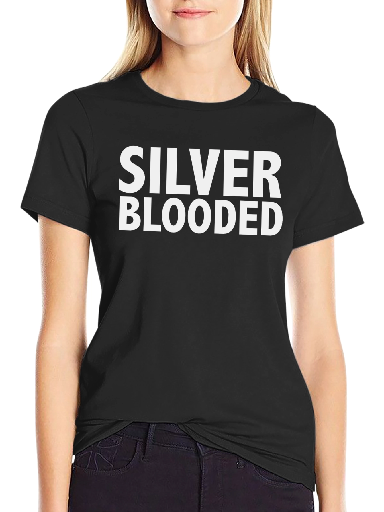 Silver Blooded Graphic Tee - Black Crew Neck