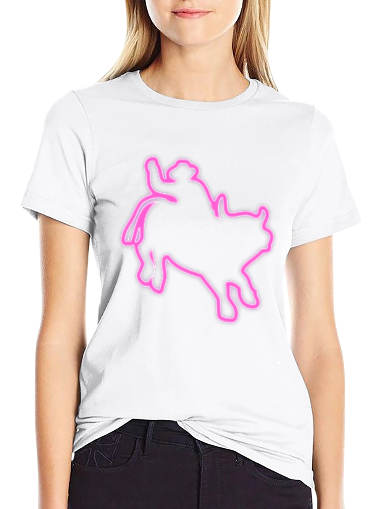 Cowboy Riding Bull Outline Graphic T-Shirt