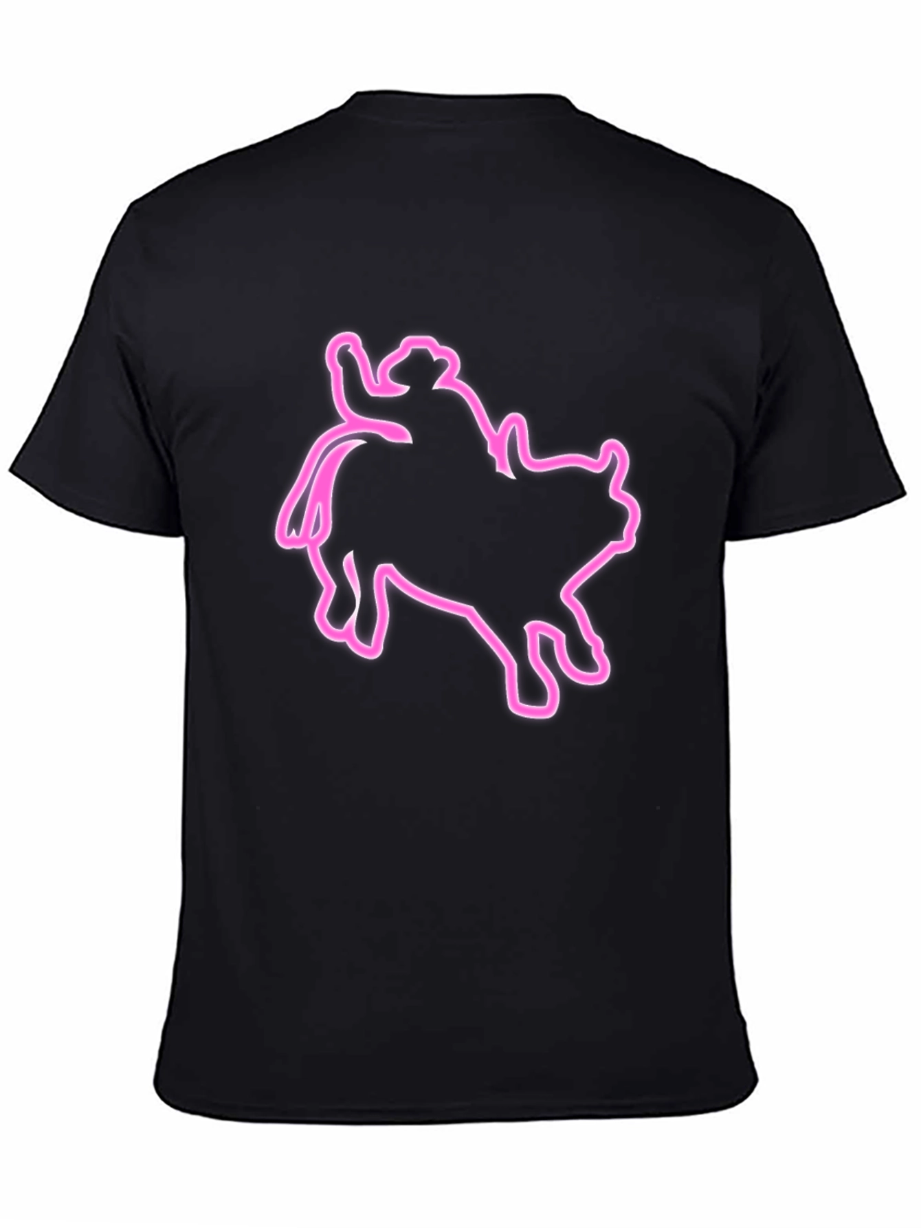 Cowboy Riding Bull Outline Graphic T-Shirt