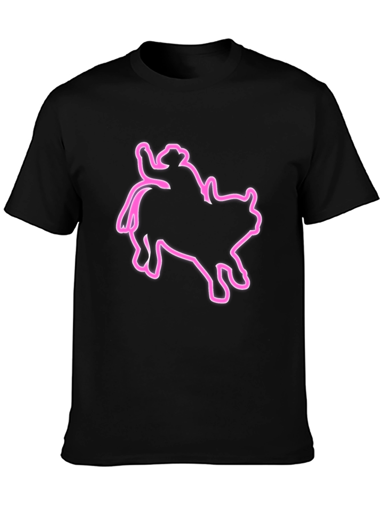 Cowboy Riding Bull Outline Graphic T-Shirt