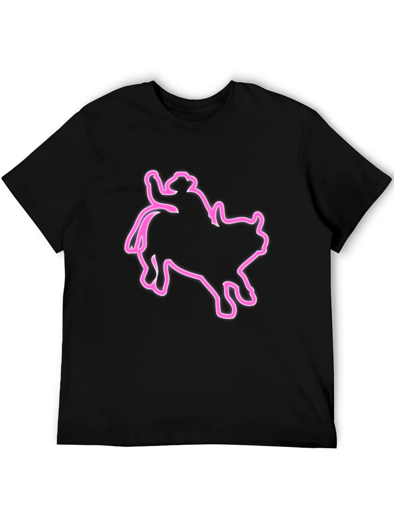 Cowboy Riding Bull Outline Graphic T-Shirt