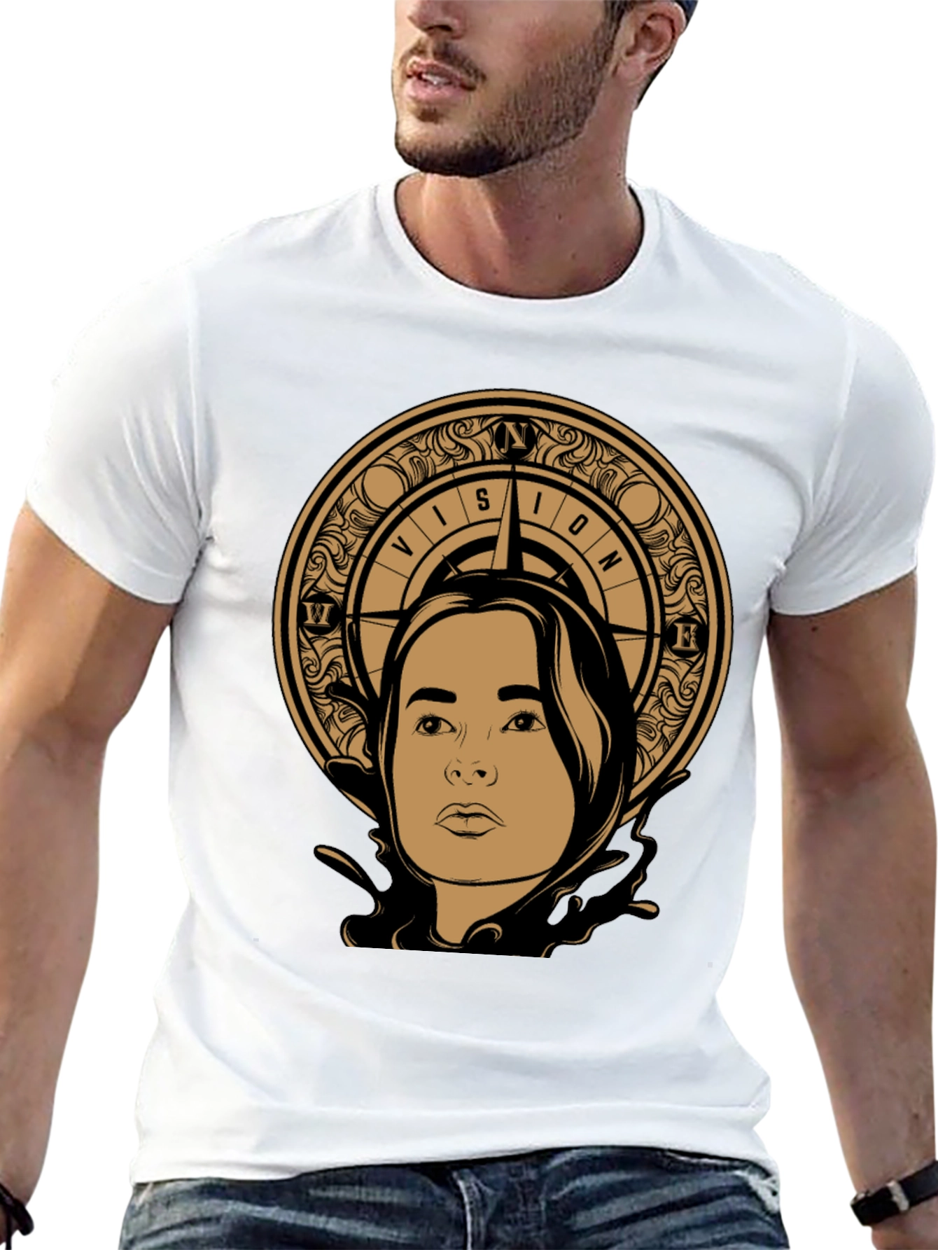 Vision Compass Graphic Tee - Stylish Unisex Black T-Shirt
