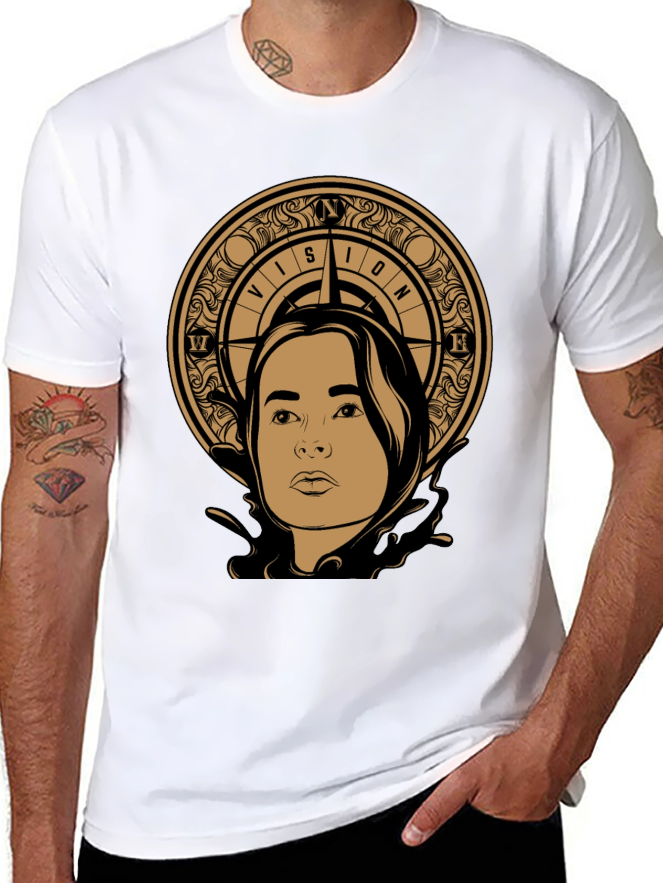 Vision Compass Graphic Tee - Stylish Unisex Black T-Shirt