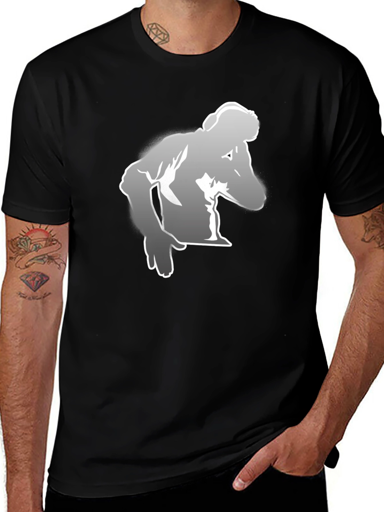 Stylish Black T-Shirt with Graphic Print