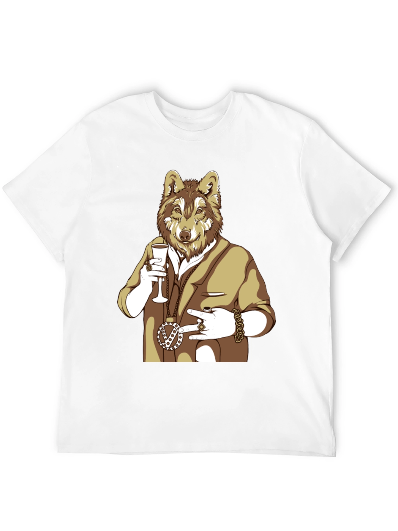 Wolf Gangster Graphic T-Shirt - Black