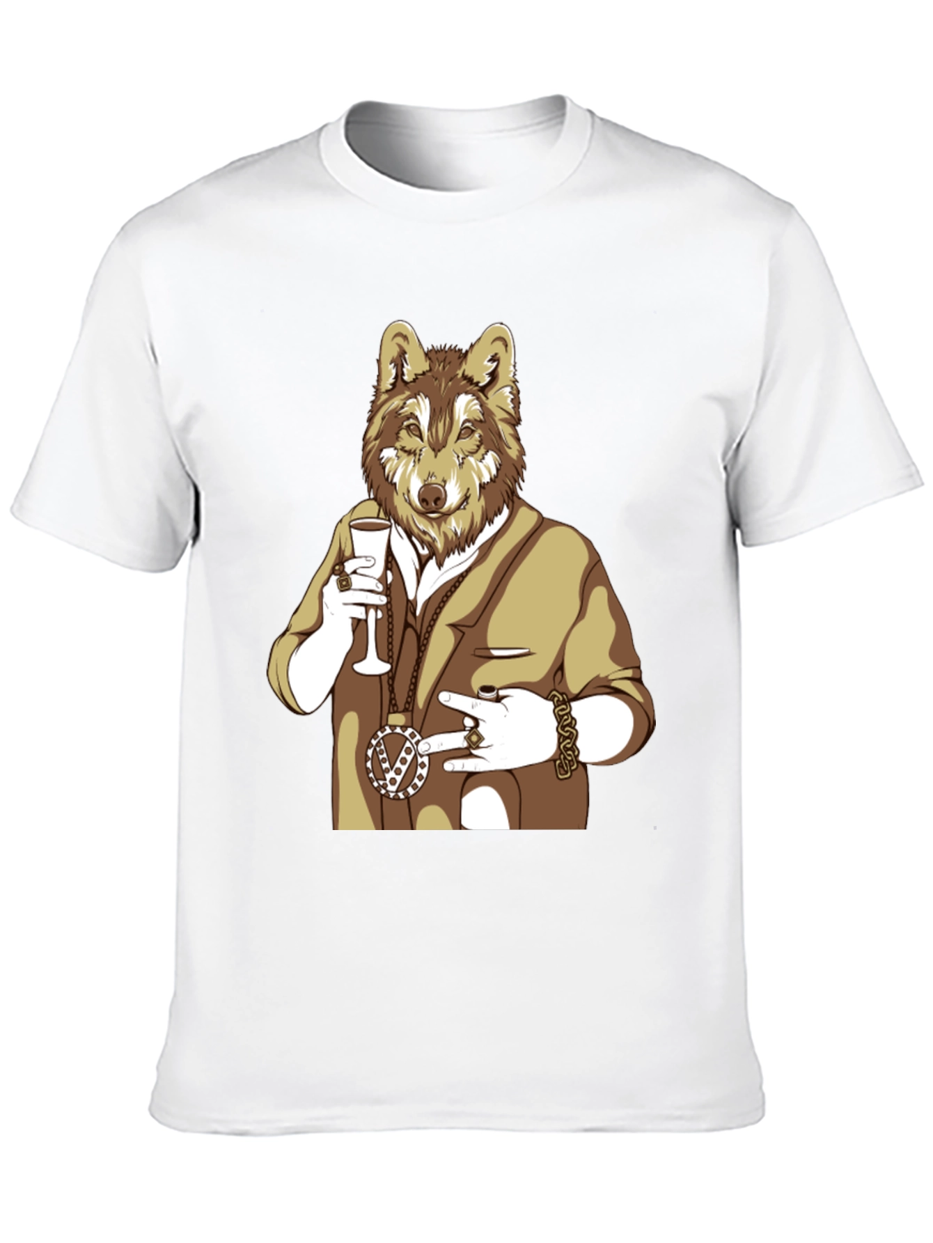 Wolf Gangster Graphic T-Shirt - Black