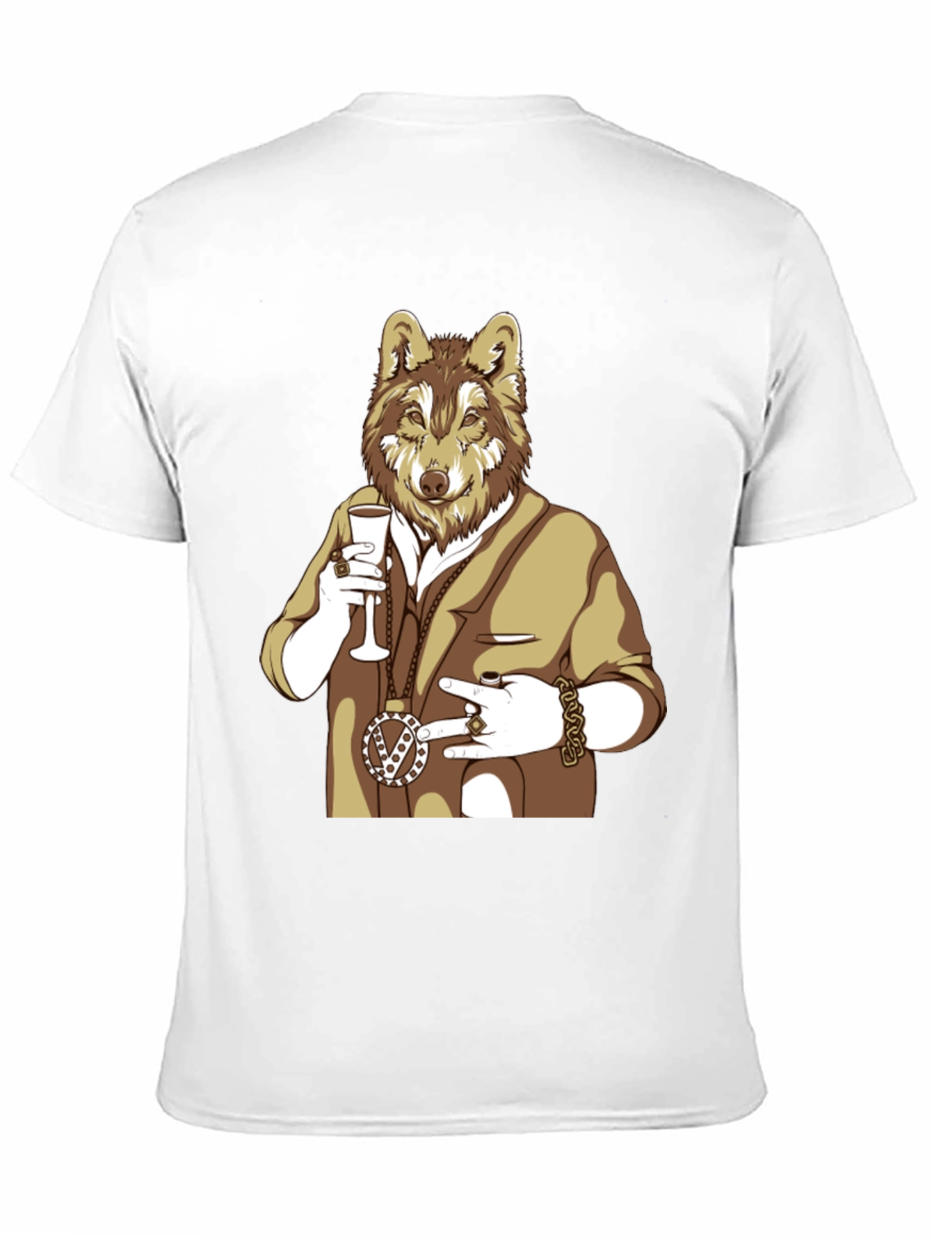 Wolf Gangster Graphic T-Shirt - Black