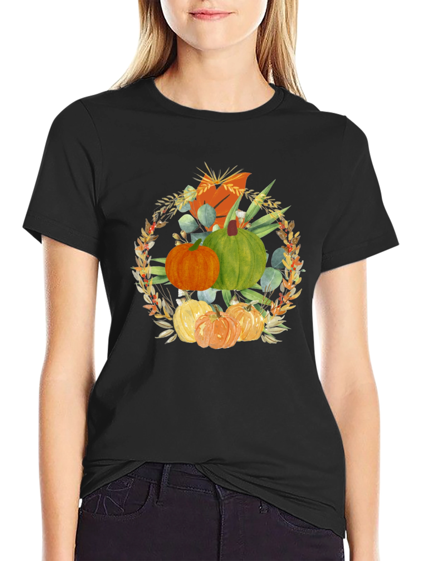 Fall Pumpkin Wreath Graphic T-Shirt