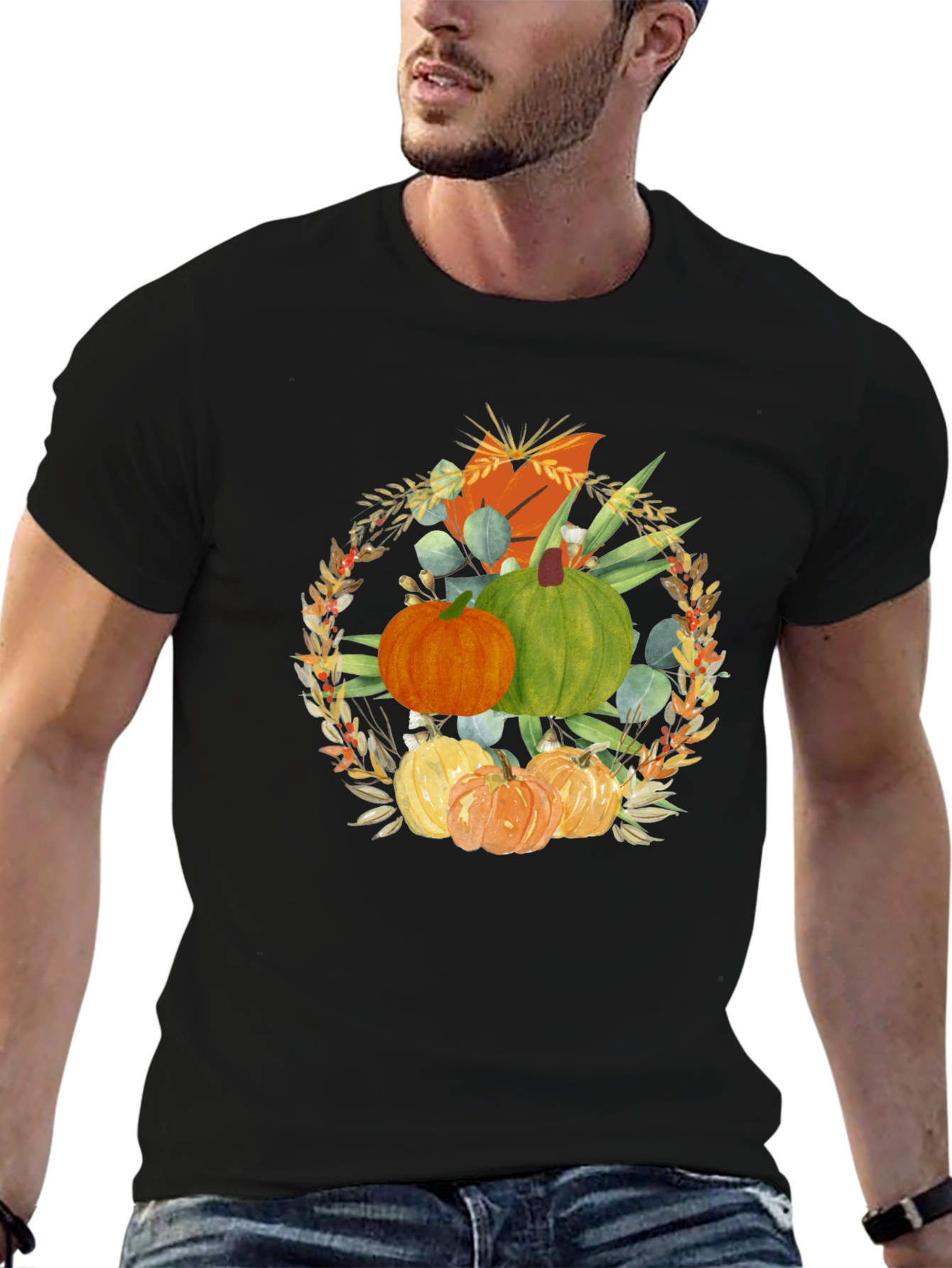 Fall Pumpkin Wreath Graphic T-Shirt