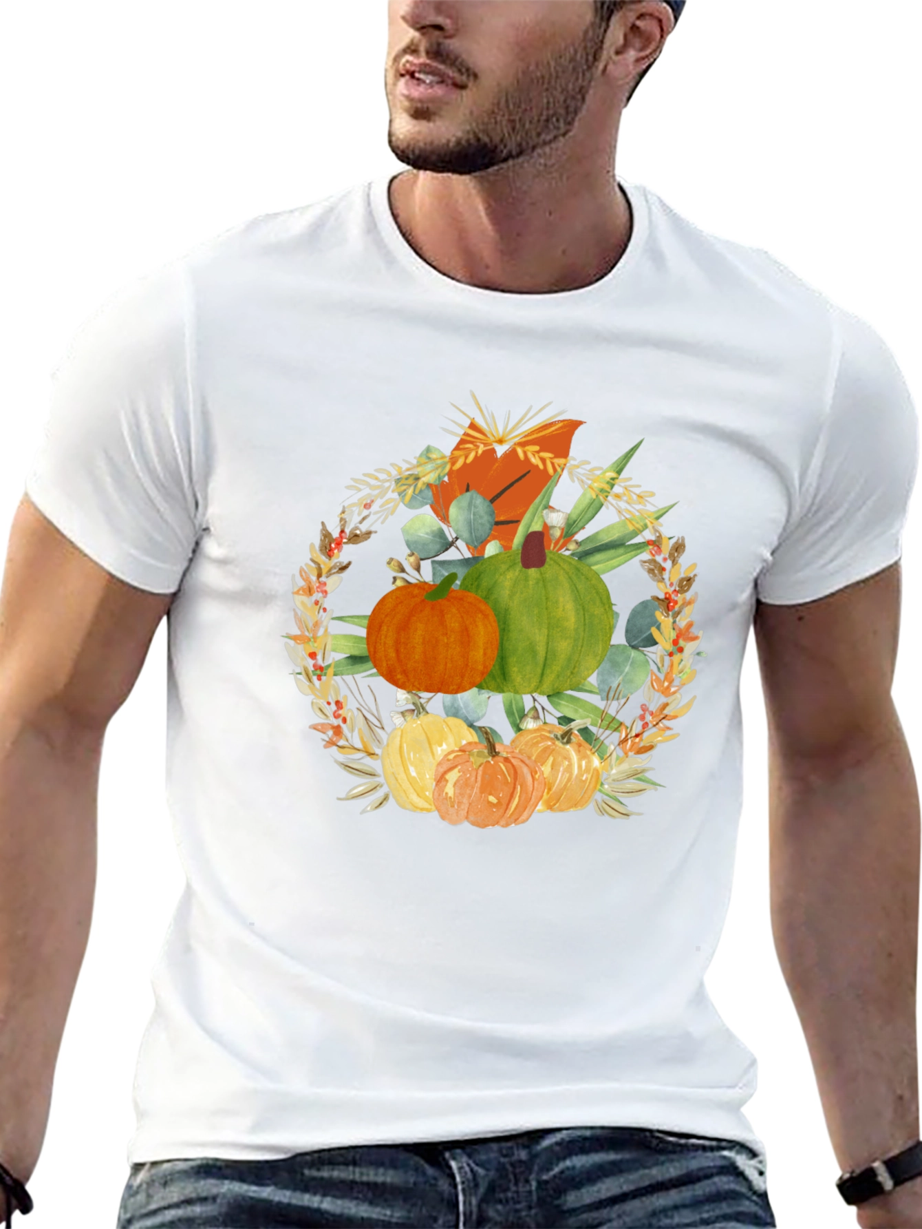 Fall Pumpkin Wreath Graphic T-Shirt